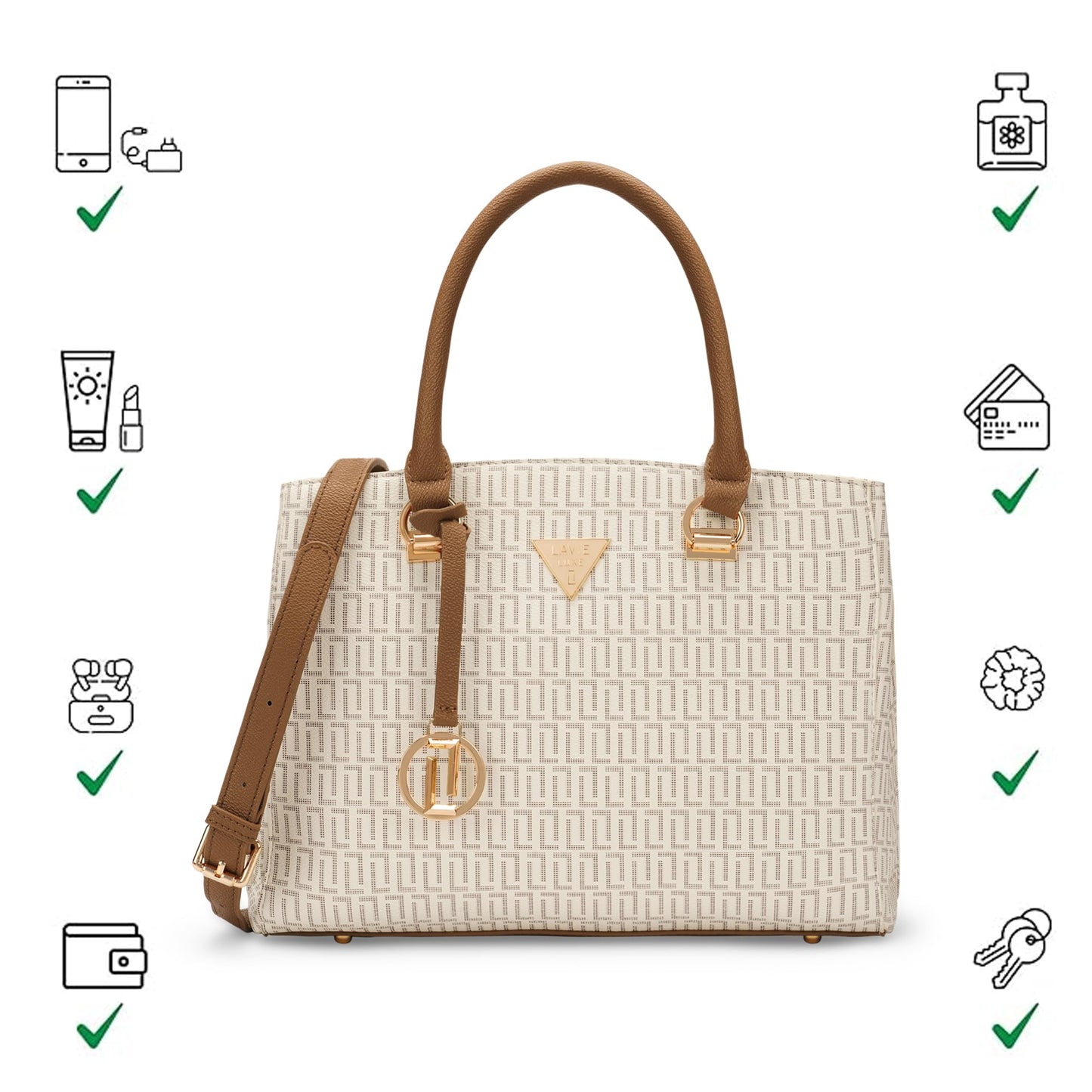 Lavie Luxe Women's Nora 3 Compartment Satchel Bag | Satchel Handbag for Work | Ladies purse | Stylish Shoulder Bag | Gift for Women