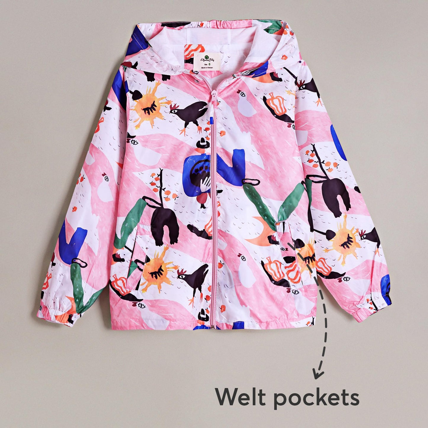 Hopscotch Girls Pink Full Sleeves Hooded Windbreaker Bomber Jacket For Ages (5-6 Years)