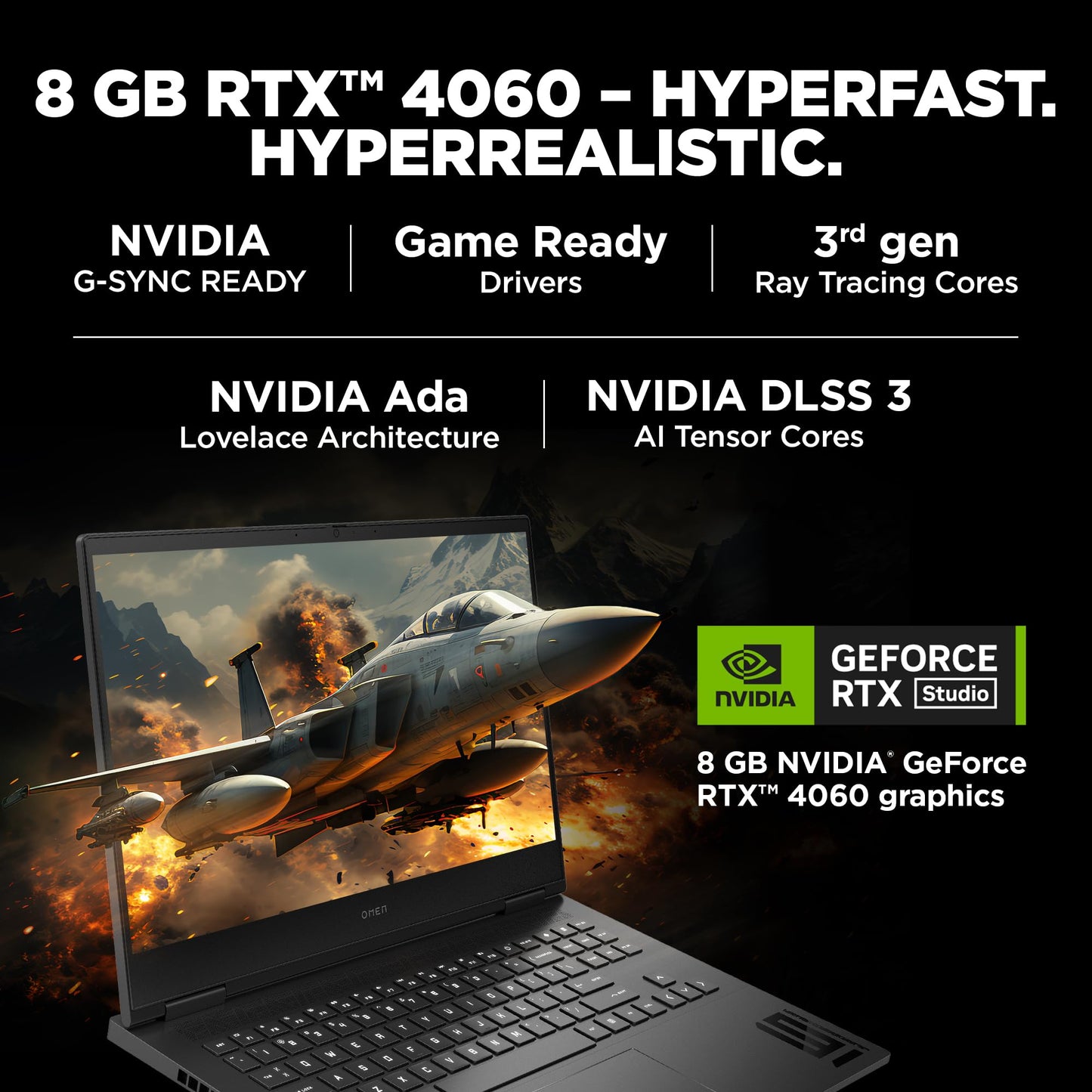 HP OMEN Gaming, 14th Gen Intel Core i7-14650HX, 16GB DDR5, 1TB SSD, 8GB NVIDIA RTX 4060, 16.1-inch(40.9cm), 144Hz, IPS, FHD Laptop, Backlit KB, HyperX audio (Win 11, Office 21, Black, 2.39kg) wf1096TX