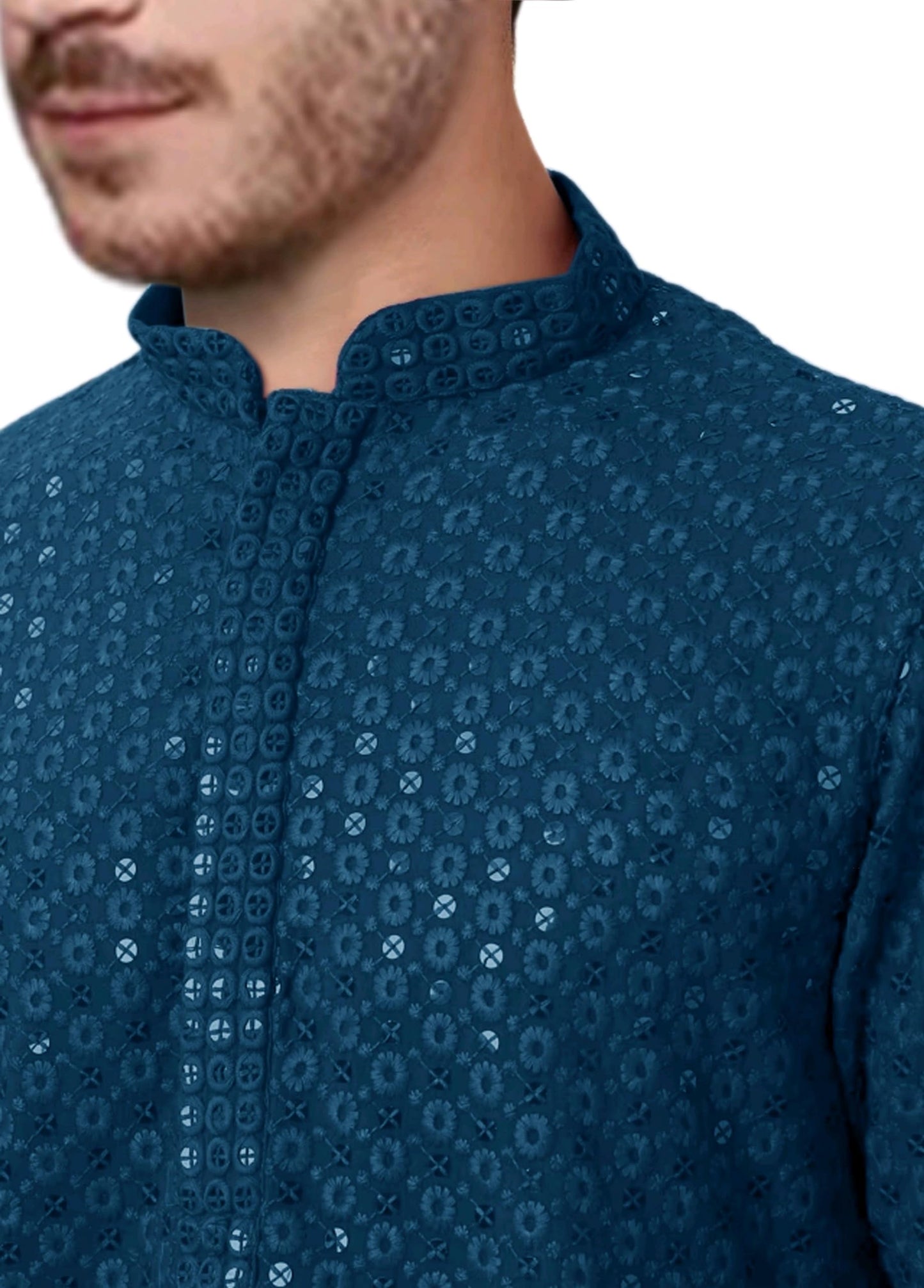 Trustous The Lucknavi Kurta Set | Men Chikankari Embroidered Work | Traditional Wedding Party Functional | Sequence Kurta with Churidar