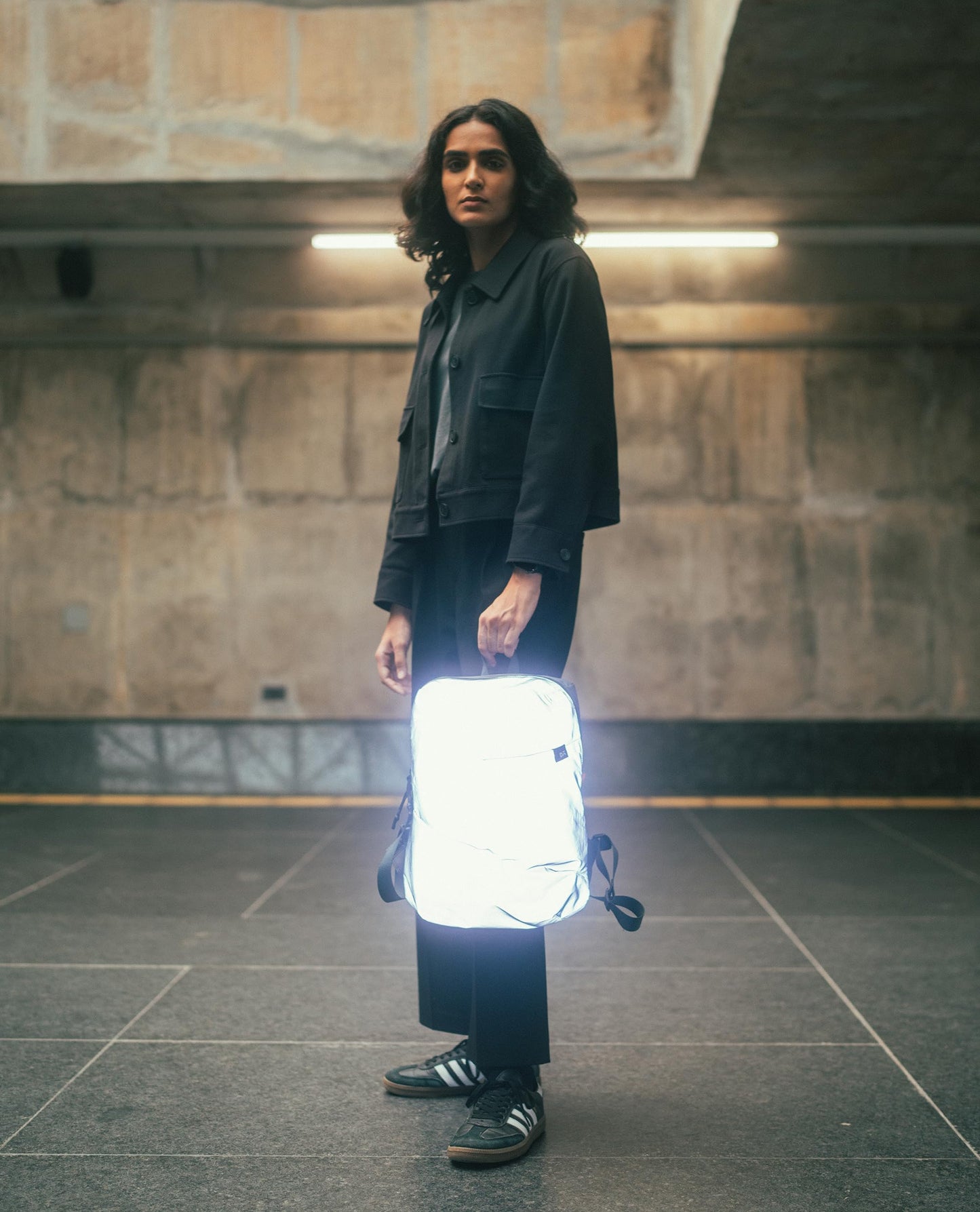 DailyObjects Light Grey Blaze Daypack | Lightweight Reflective Fabric | Casual Laptop Bag with Luggage Sleeve | Unisex Travel Backpack | iPad Storage | Adjustable Strap for Comfort Carry