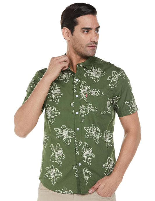 Levi's Men's Fitted Shirt (32908-0345_Bronze Green