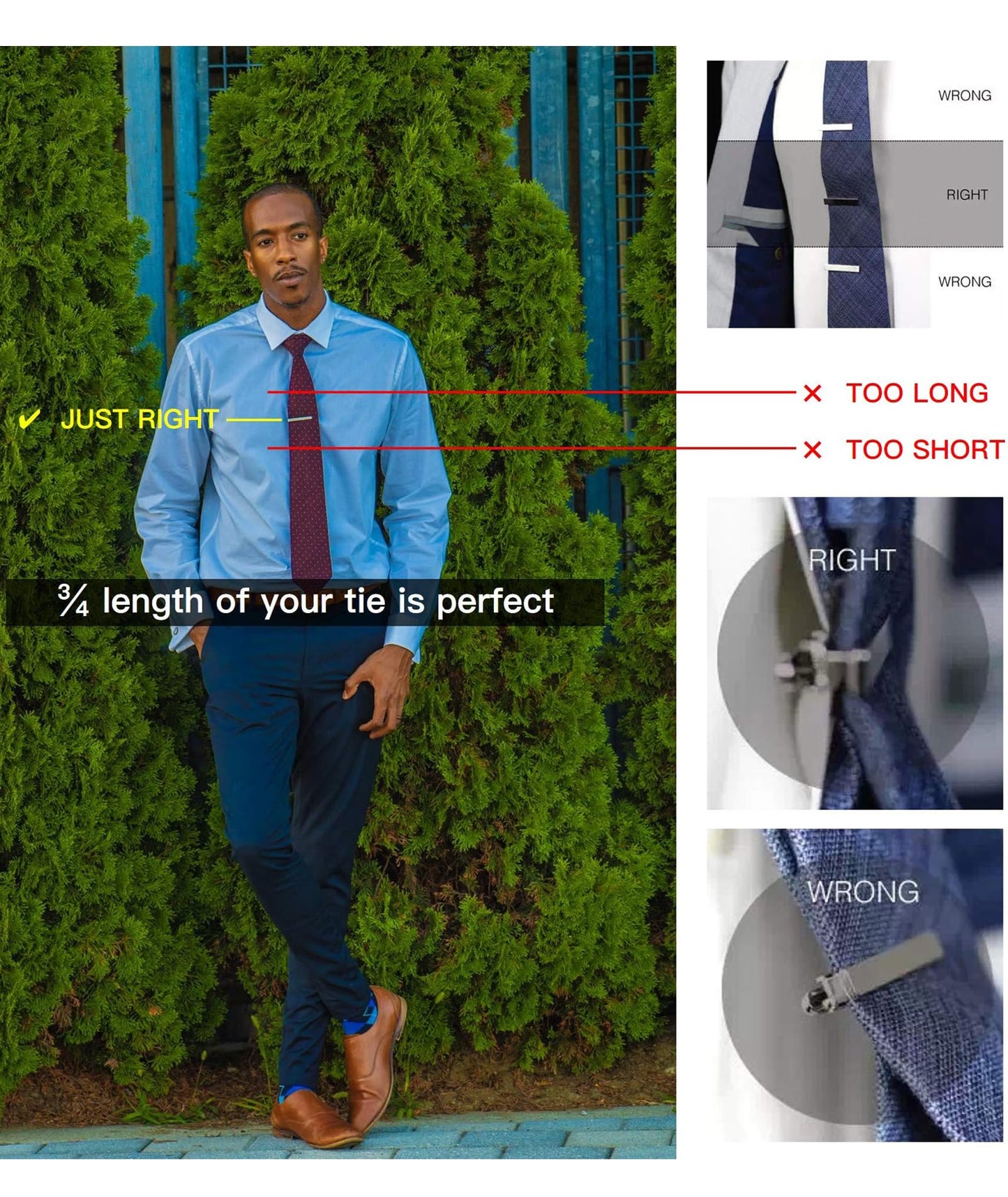 4 Pcs Tie Pin, Tie Pin for Men Formal, Tie Clip for Men Plain Twill Tie Clip High-End Fashion Business Tie Clip Suitable for Formal Suit for Men (Black Silver Gold Blue)