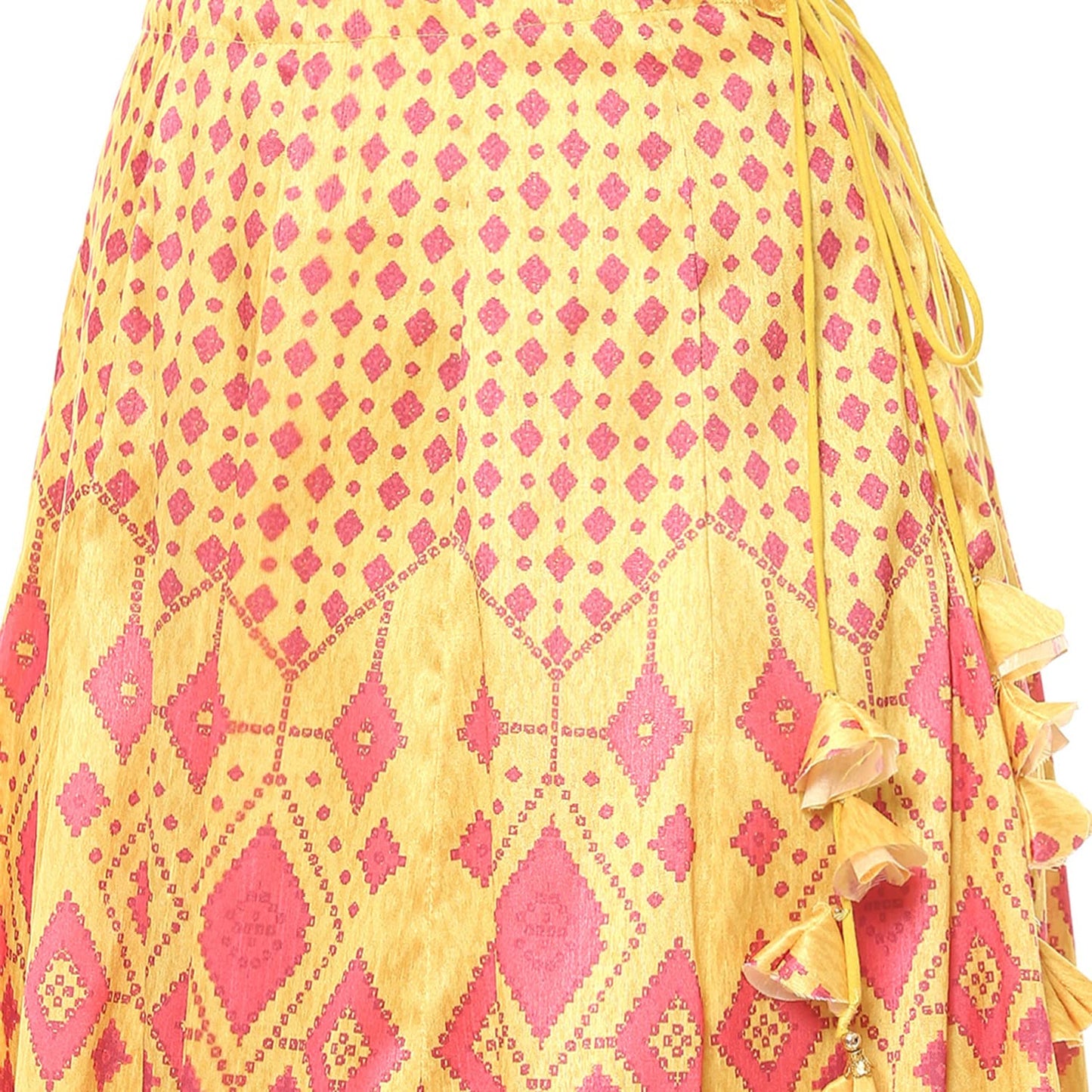 BIBA Women Printed Flared Mix and Match(SKIRTS/T18784_Yellow_M)