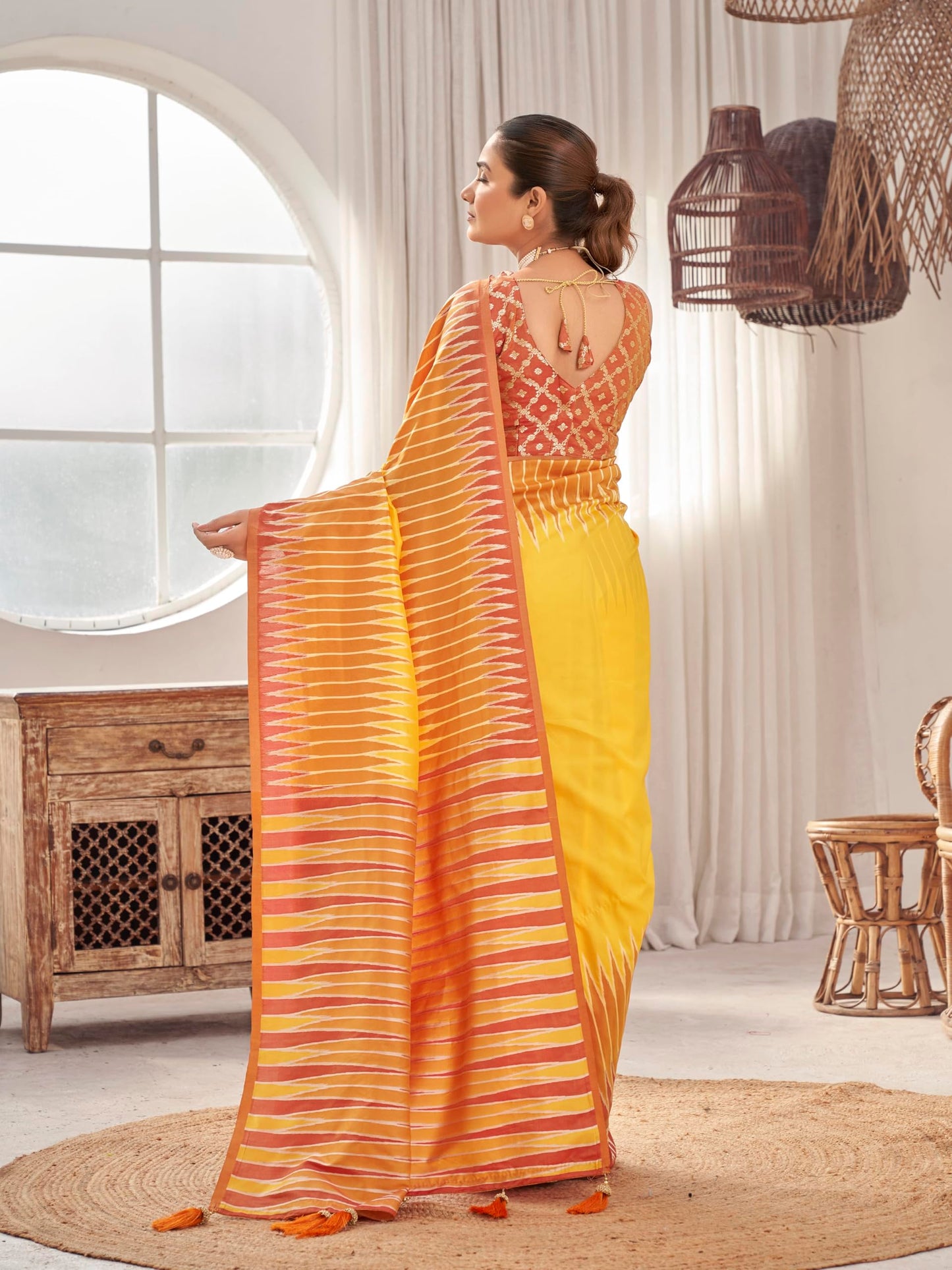 MANOHARI Women's Most Trendy Banarasi Soft Silk Woven Yellow Saree With Heavy Jacquard Work Saree With Blouse Piece_MN2002