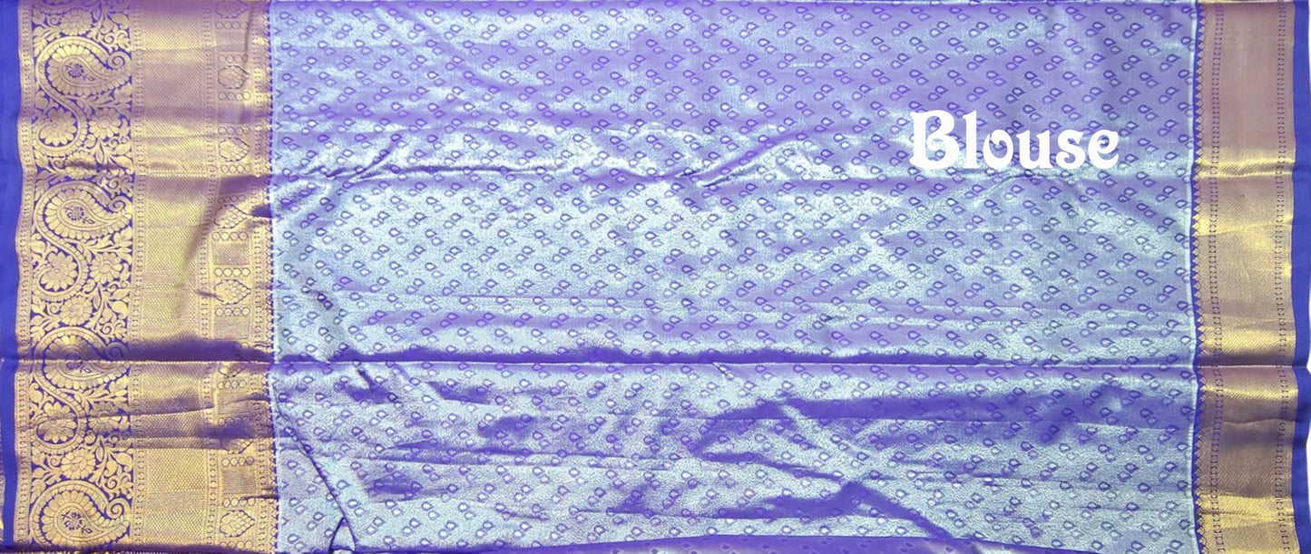 VFCollections Women's Kanchipuram Silk Pure Pattu Sarees With Blouse (VFC580-2)