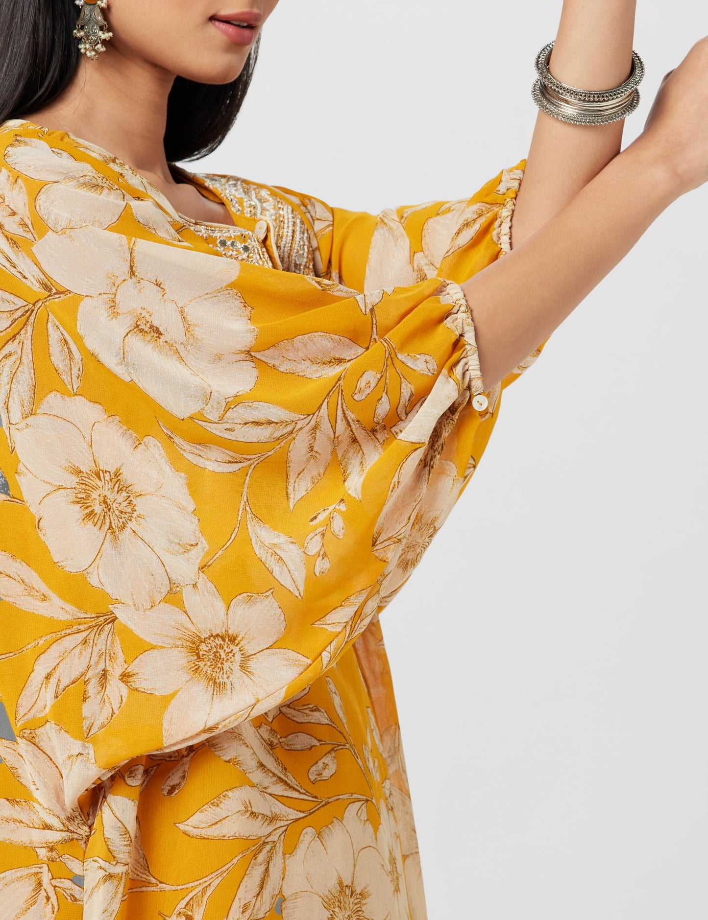 BIBA Women's Cotton Printed Straight Mix & Match (Whimsica2114_Yellow_32, Suit Set)