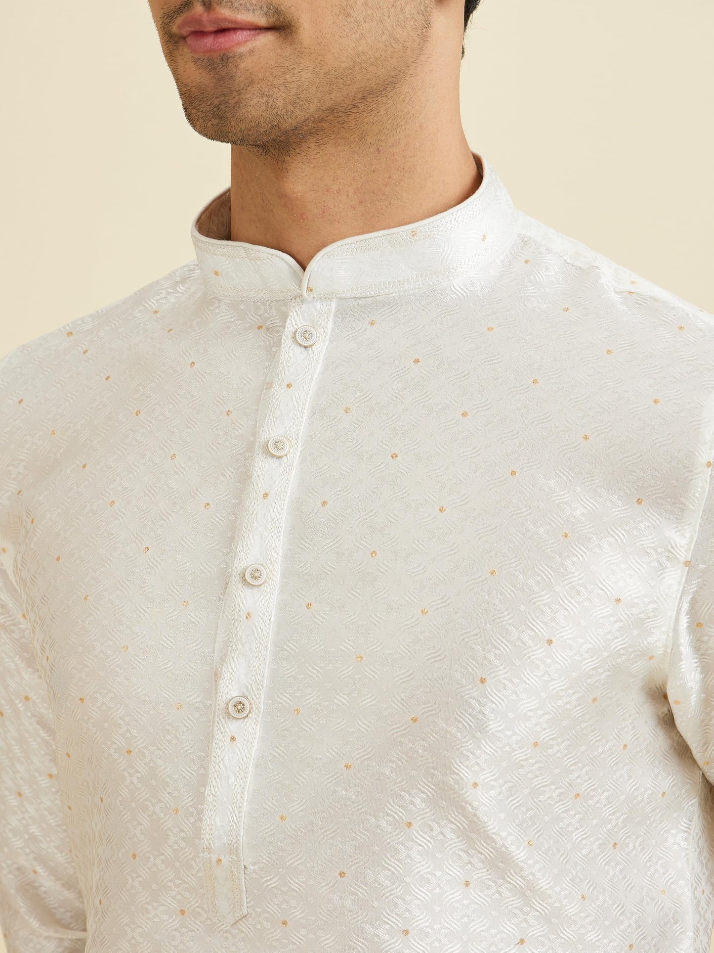 Manyavar Men's Art Silk Self-Textured Kurta Pyjama Set (2pcs)