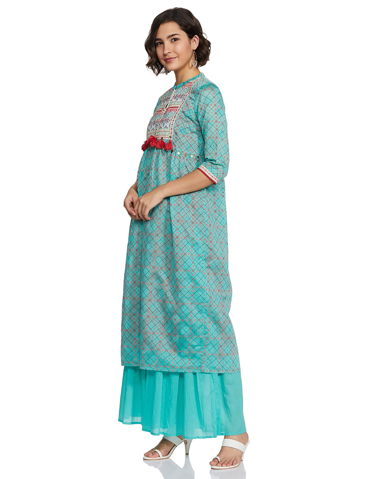 Aurelia Women's Synthetic Salwar Suit Set (18AUD10750-62809_Green_X-Small)