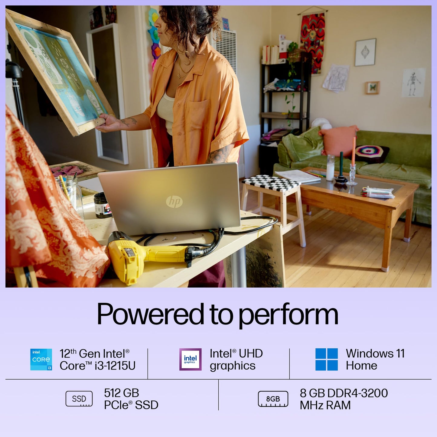 HP New 15 Laptop, Intel Ci3-12th Gen-1215U, 8GB DDR4 Ram, 512 GB M.2 NVMe SSD, Windows 11 + MS Office'2021, UHD Graphics, 15.6 inch(39.6 cm),FHD, Anti-Glare,1.59 kg, Natural Silver,15-fd0061TU