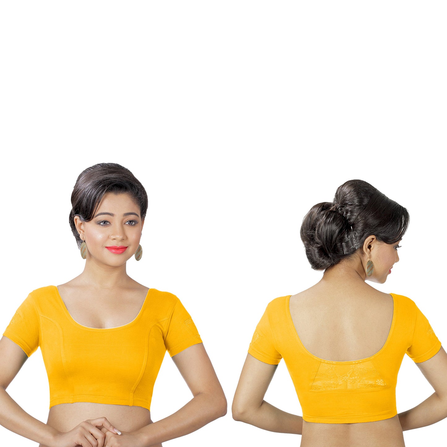 Abhi Women's Yellow Half Sleeve Cotton Blouse |Regular fit |Readymade Blouse