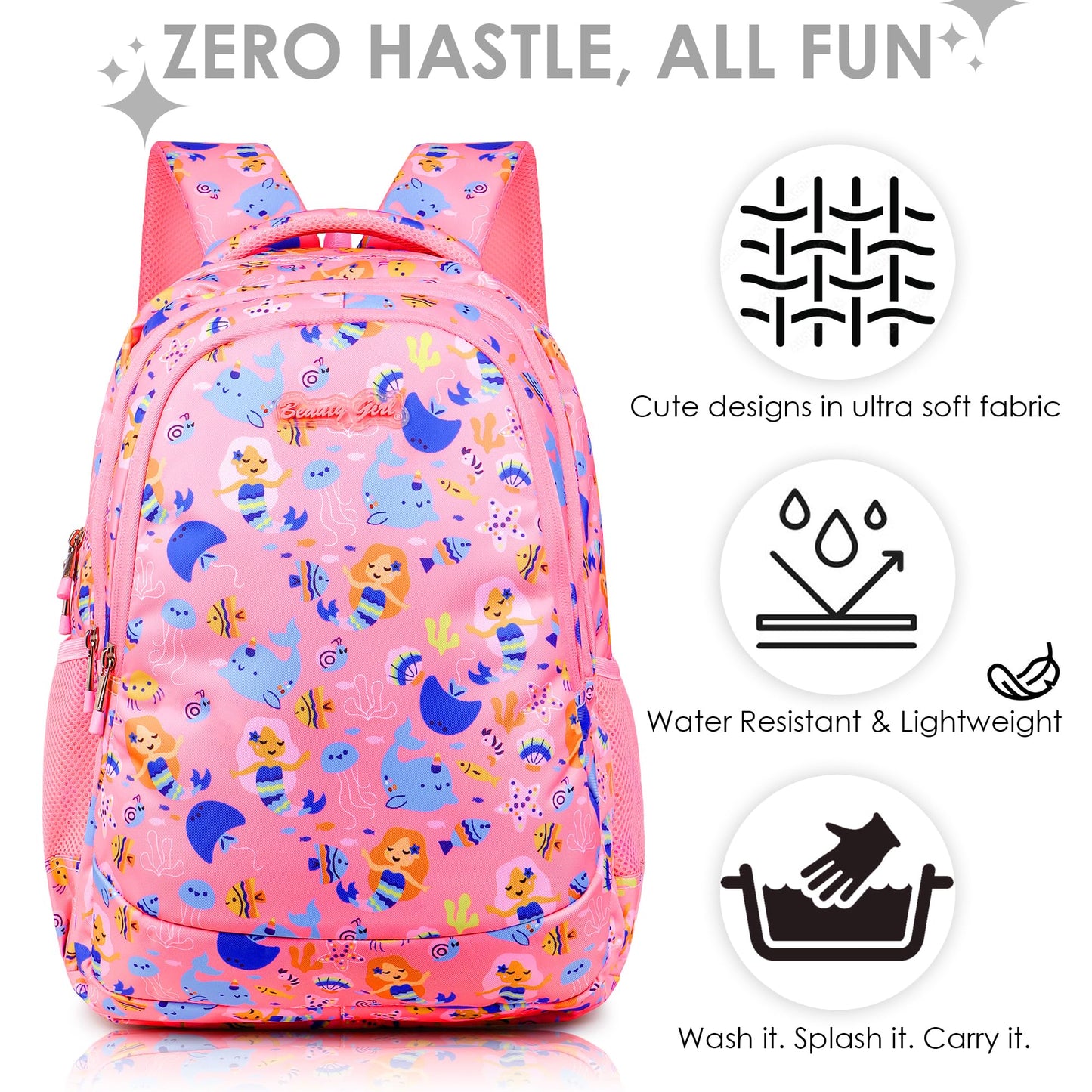 BEAUTY GIRLS BY HOTSHOT |SCHOOL BAG|TUTION BAG|COLLEGE BACKPACK|FOR GIRLS & WOMEN|18 INCH|32 L WATER RESISTANT |SCHOOL BAG FOR GIRLS