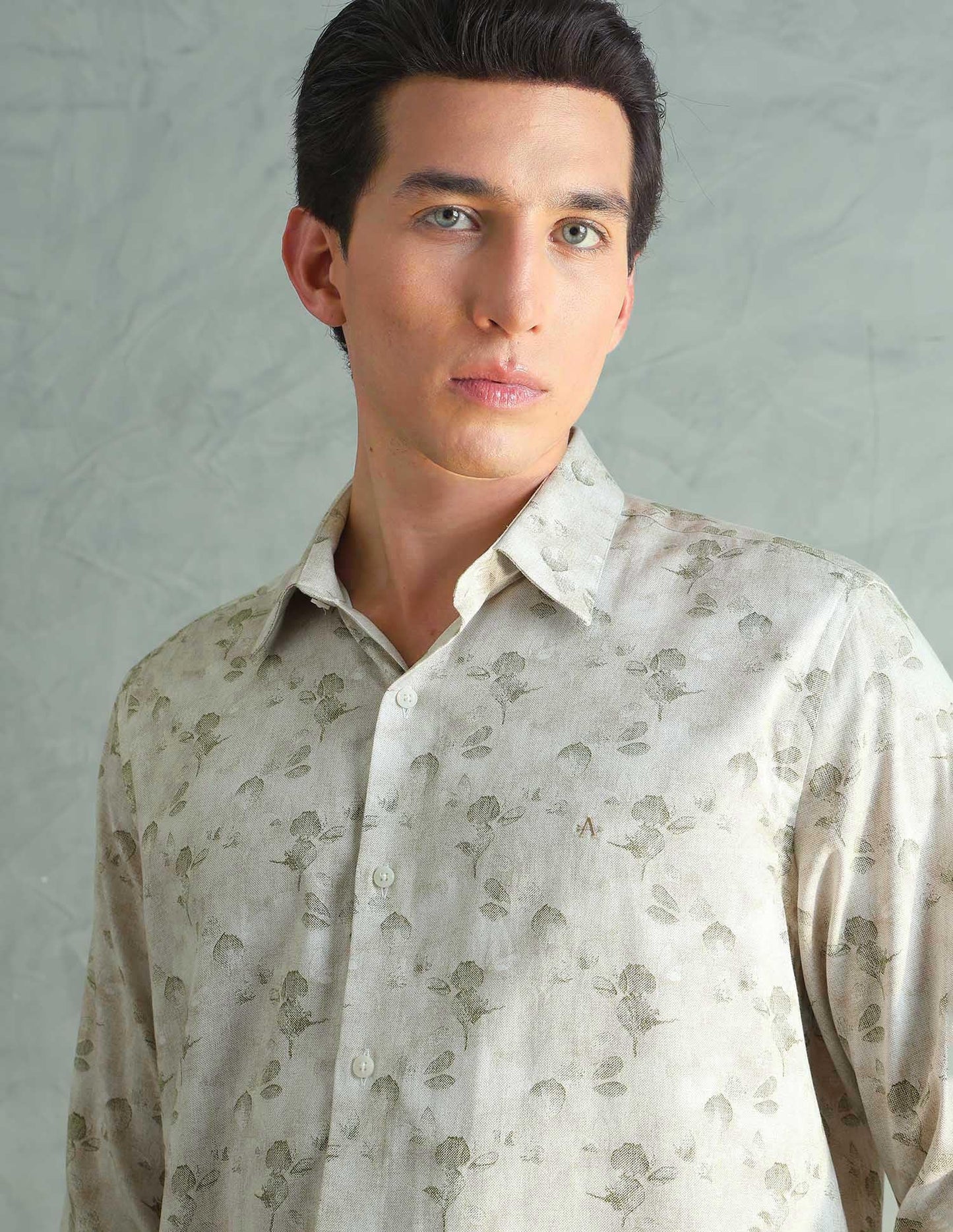 Arrow New York Men's Floral Slim Fit Shirt (ANAEOSH2912_Light Green