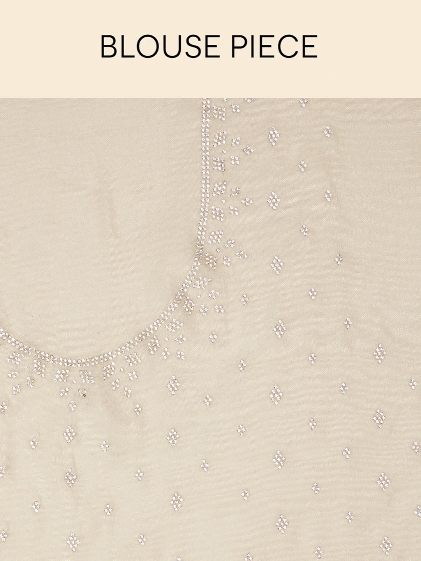 MOHEY Women's Organza Stone Work Saree(Cream)