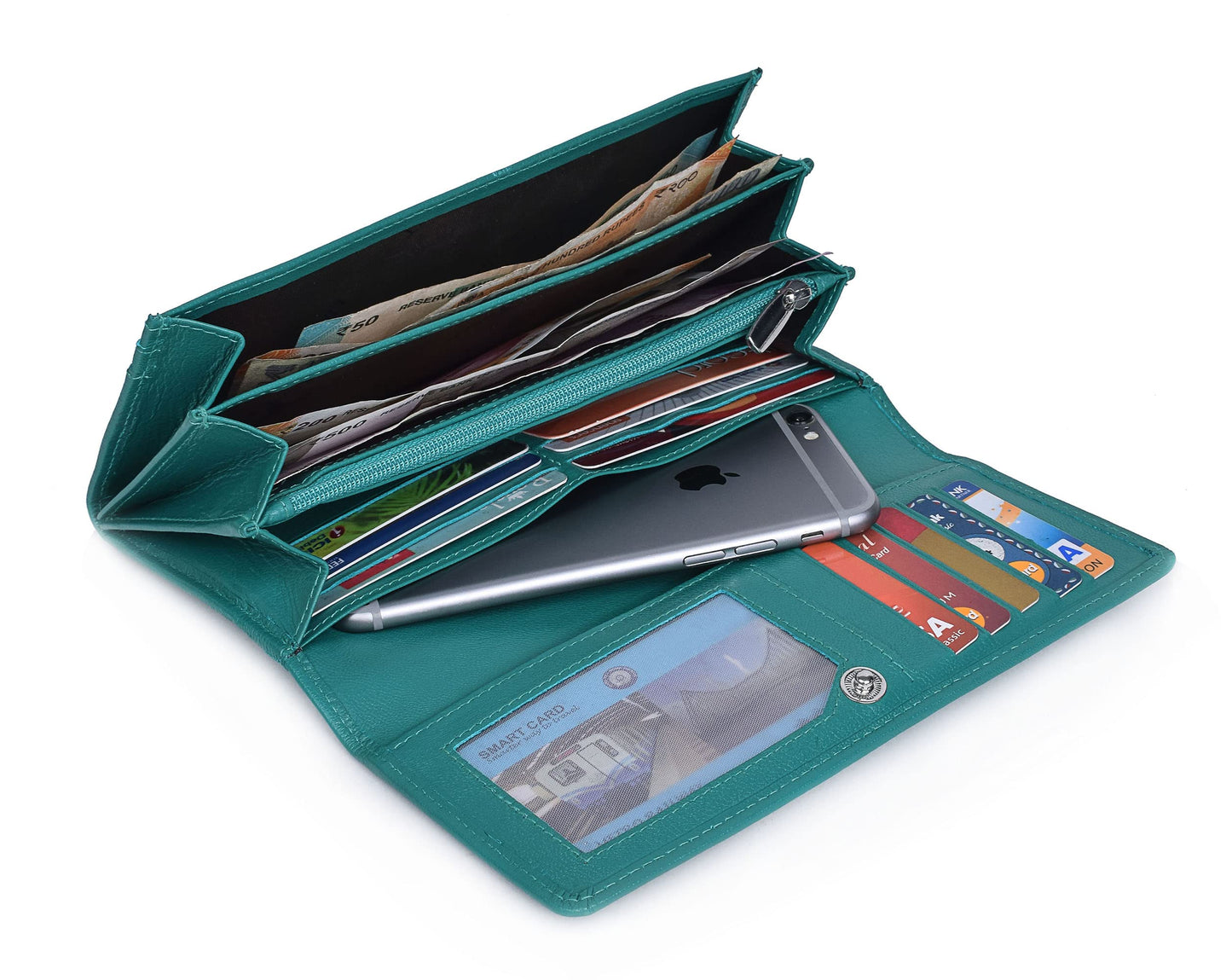 URBAN FOREST Natalie Light Blue Womens Leather Wallet