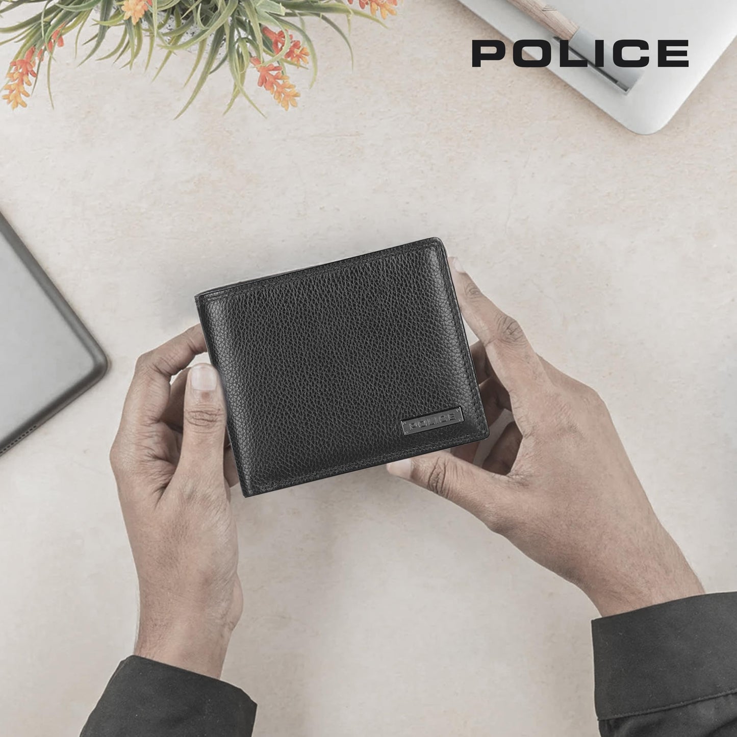 Police Branded Men's Wallet Leather Original | Premium Slim Wallet for Men Stylish Genuine Leather Gents Purse with 8 Card Holder Slots | 2 Slip-in Pockets | Ideal Diwali Gifts - Black