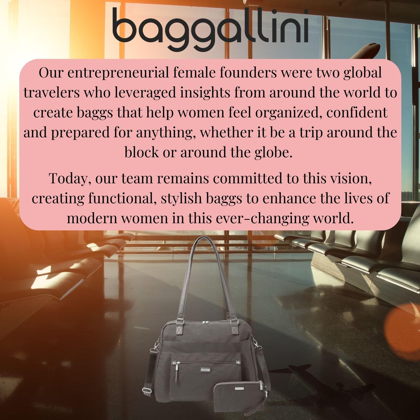 Baggallini Overnight Expandable Laptop Tote with RFID Phone Wristlet (Sterling Shimmer)