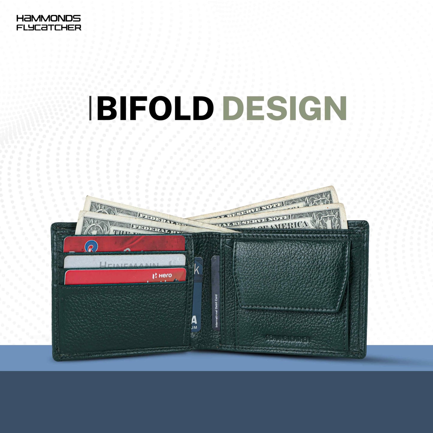 HAMMONDS FLYCATCHER Wallet for Men Leather Original, Mens Wallet, Leather Wallets for Men Stylish, Bi-Fold Wallets for Man, 6 Card Slots, Easy Access Card Slots, Coin Pocket, Gift for Mens - Green
