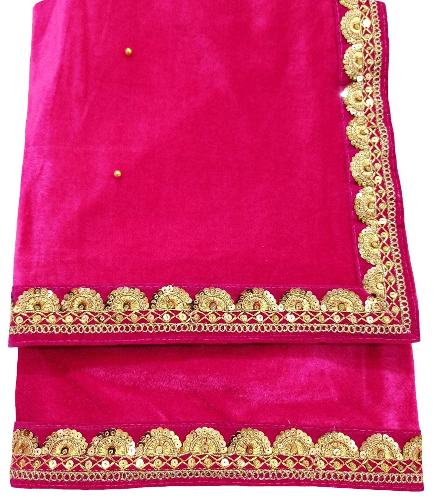 Navti Creations Women's Pink Stole Dupatta In Velvet With Semi Circle Design Border (length -2.25m, Width-75cm)