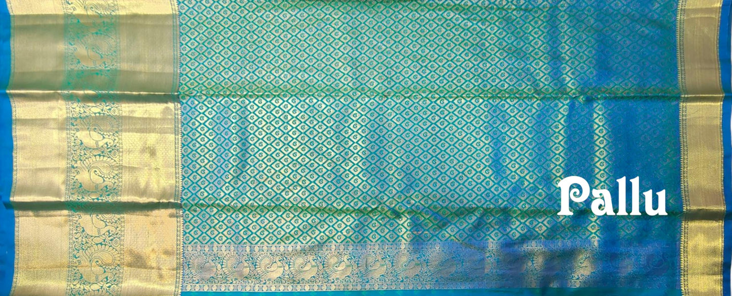 VFCollections Women's Kanchipuram Silk Pure Pattu Sarees With Blouse (VFC652-1)