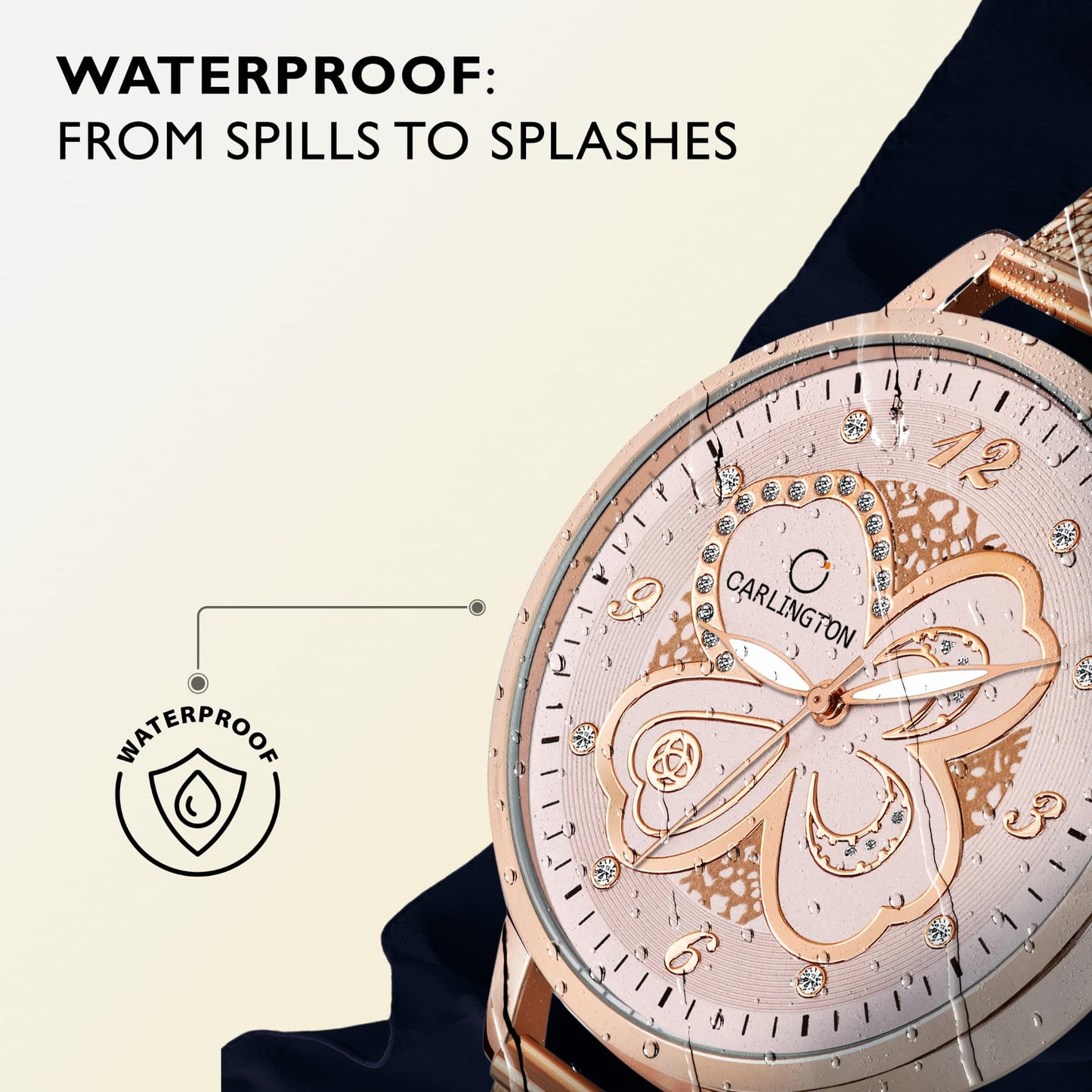 Carlington Stainless Steel Analog Dial Women Watch, Gold Band