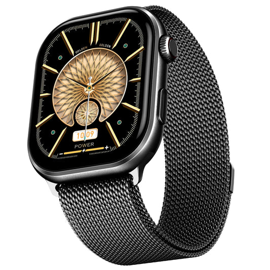 Fire-Boltt Brillia Pro Smart Watch with 51.3mm (2.02 inch) AMOLED Display, Bluetooth Calling, SpO2, Heart Rate Monitoring, 120+ Sports Modes, IP67 Waterproof, Long Battery Life (Black Mesh)