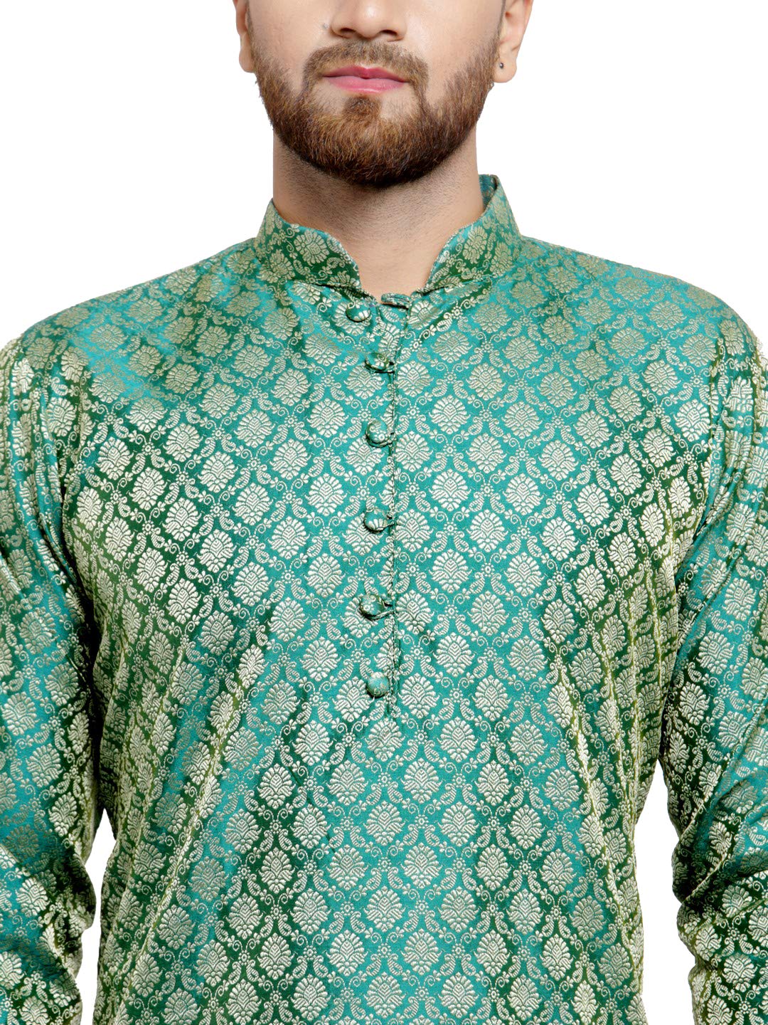 Jompers Men's Kurta Pyjama Set (Green, Large)