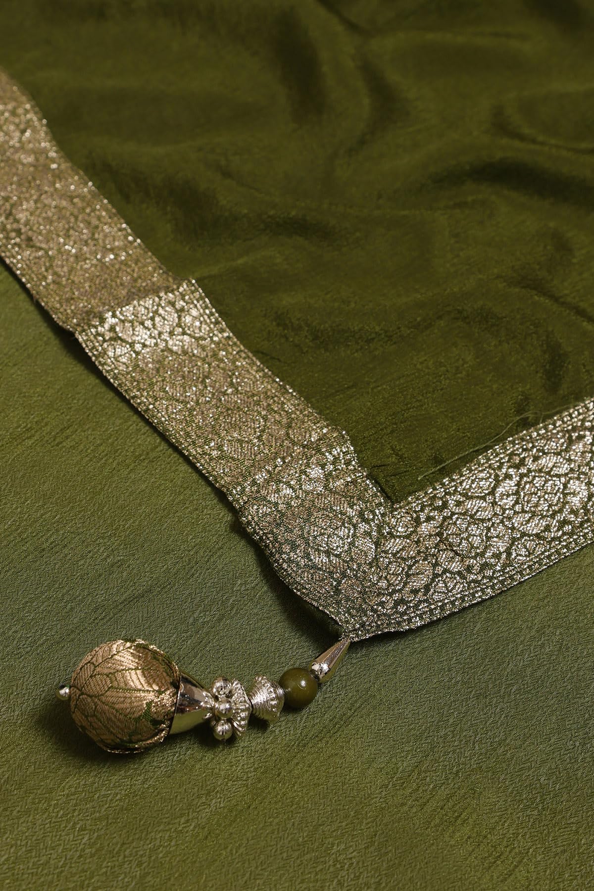 Soch Women's Brocade Lehenga Choli (OWS5CD21745_Dark Green_XL)