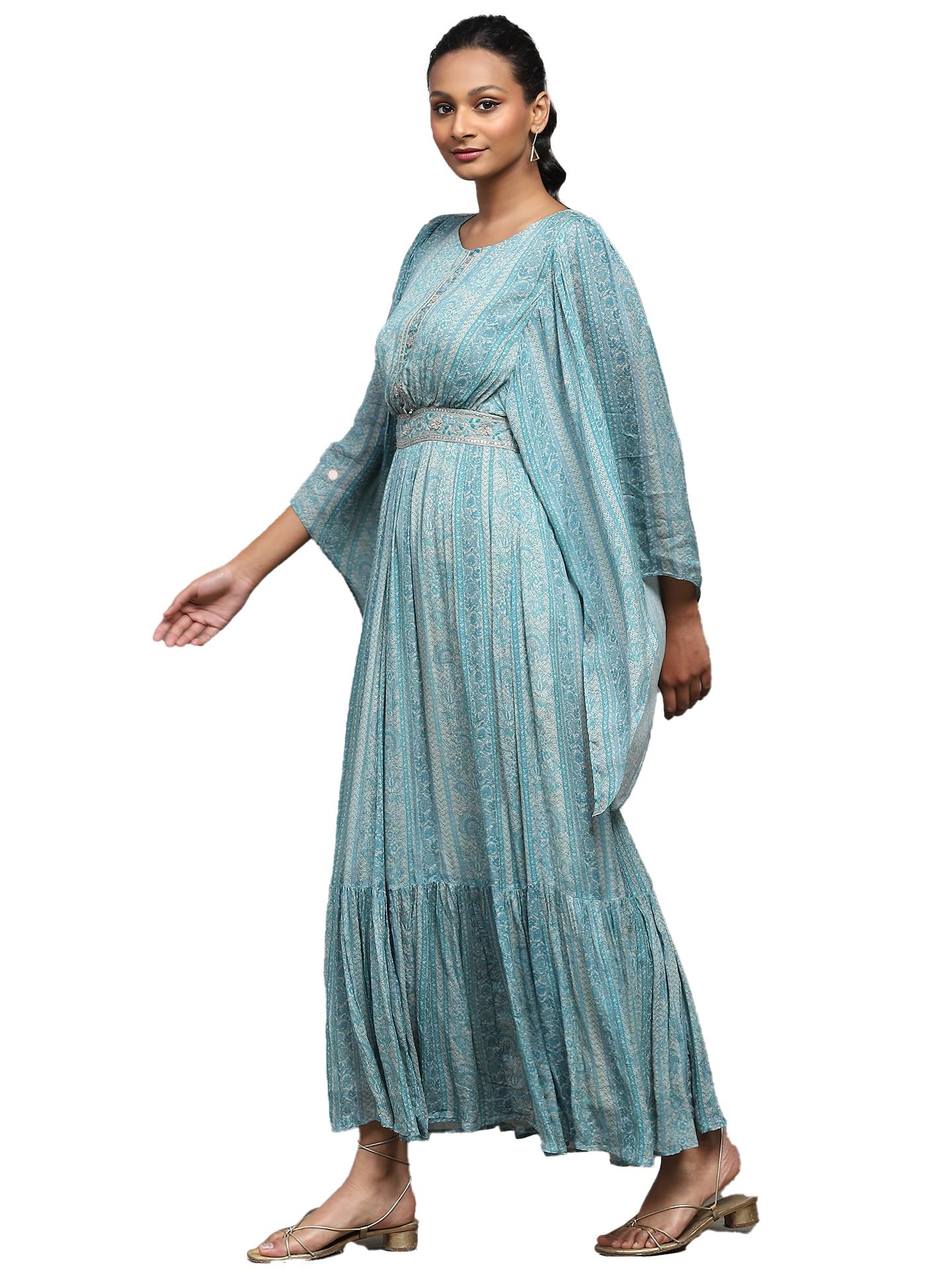 Ritu Kumar Blue Botanic Print Long Dress