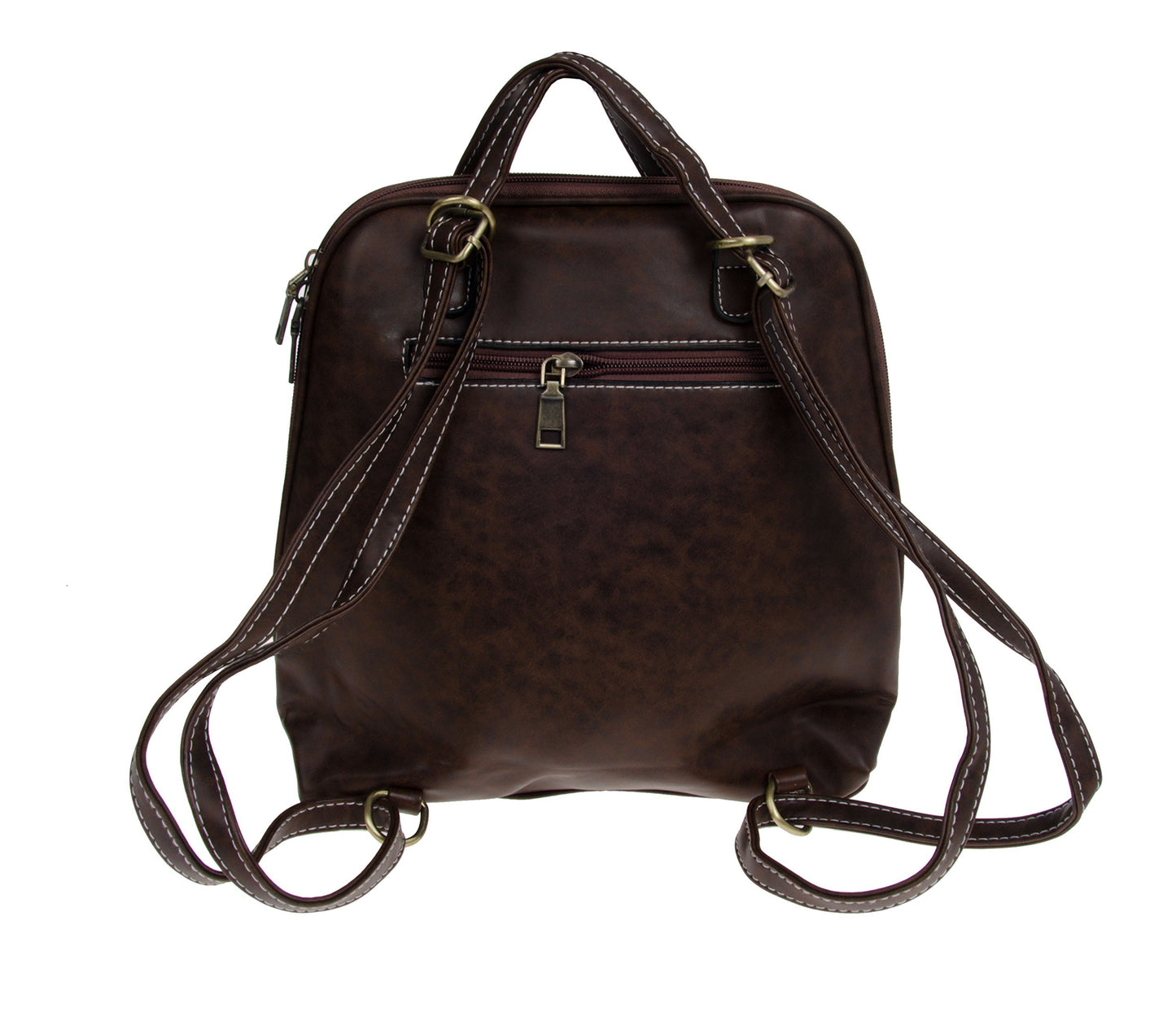 Artisan Crafted Leather Look Designer Handbag Backpack/Shoulder Bag (Dark Brown) with adjustable Straps For Women/Girls