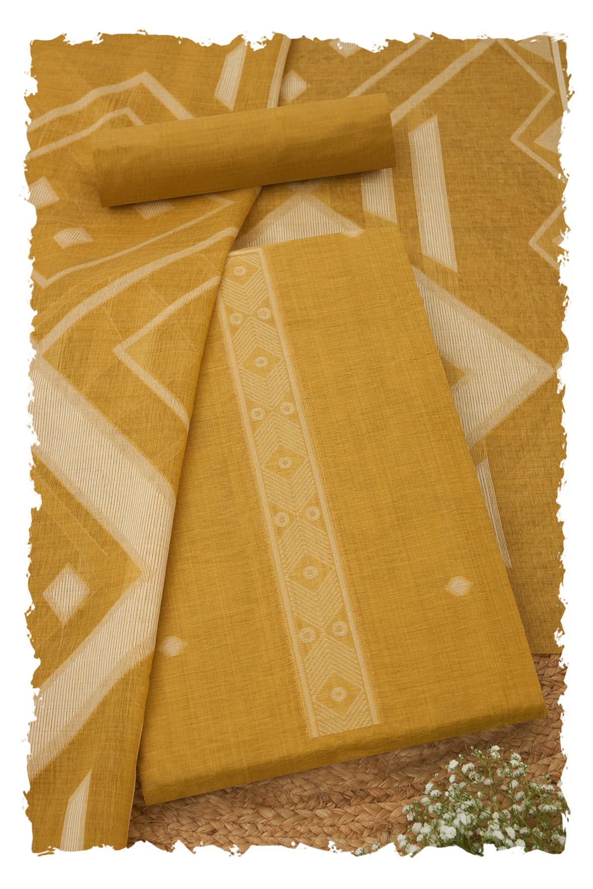 Soch Womens Mustard Chanderi Woven Design Unstitched Dress Material