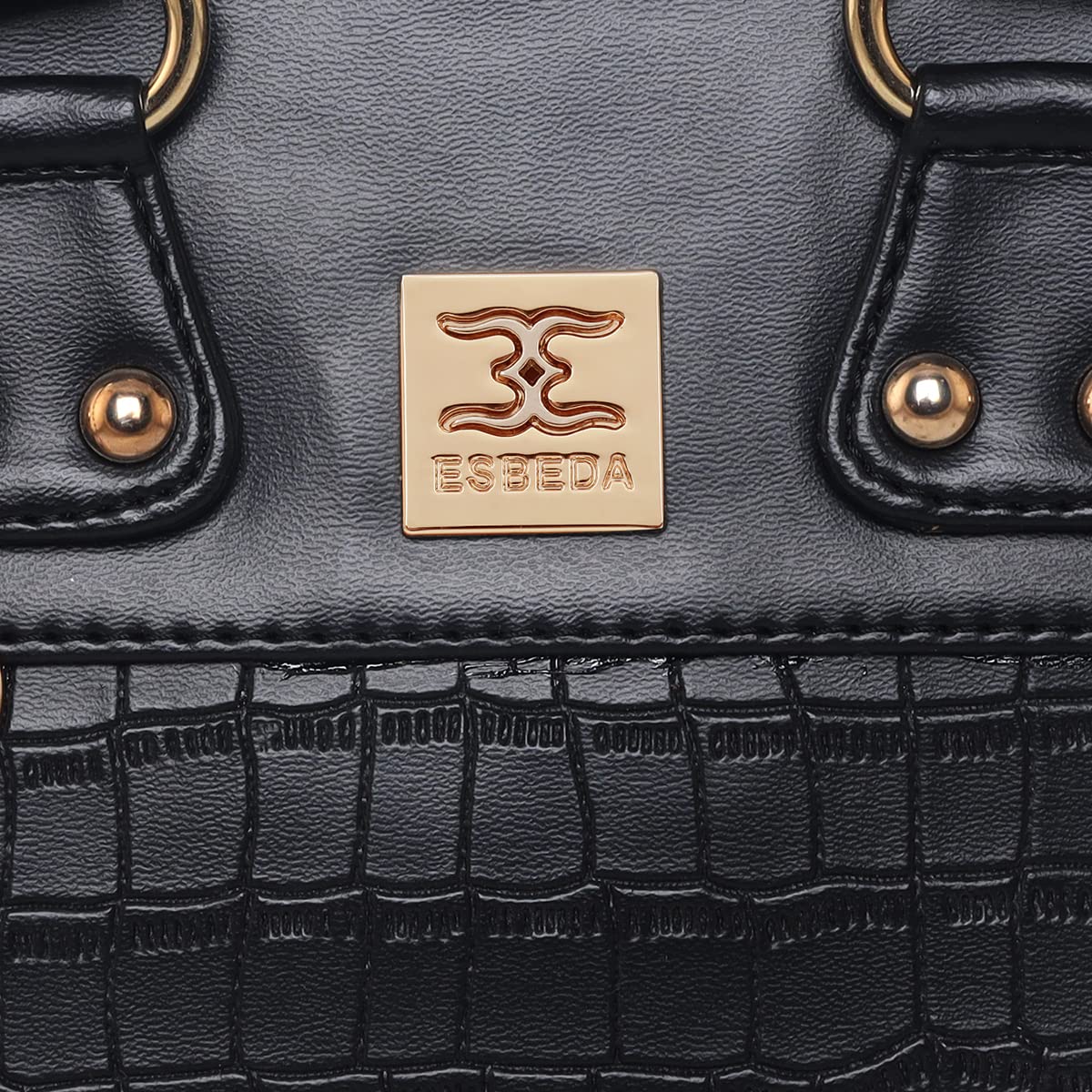 ESBEDA Black Color Solid Pattern Croco Small Size Handbag For Women