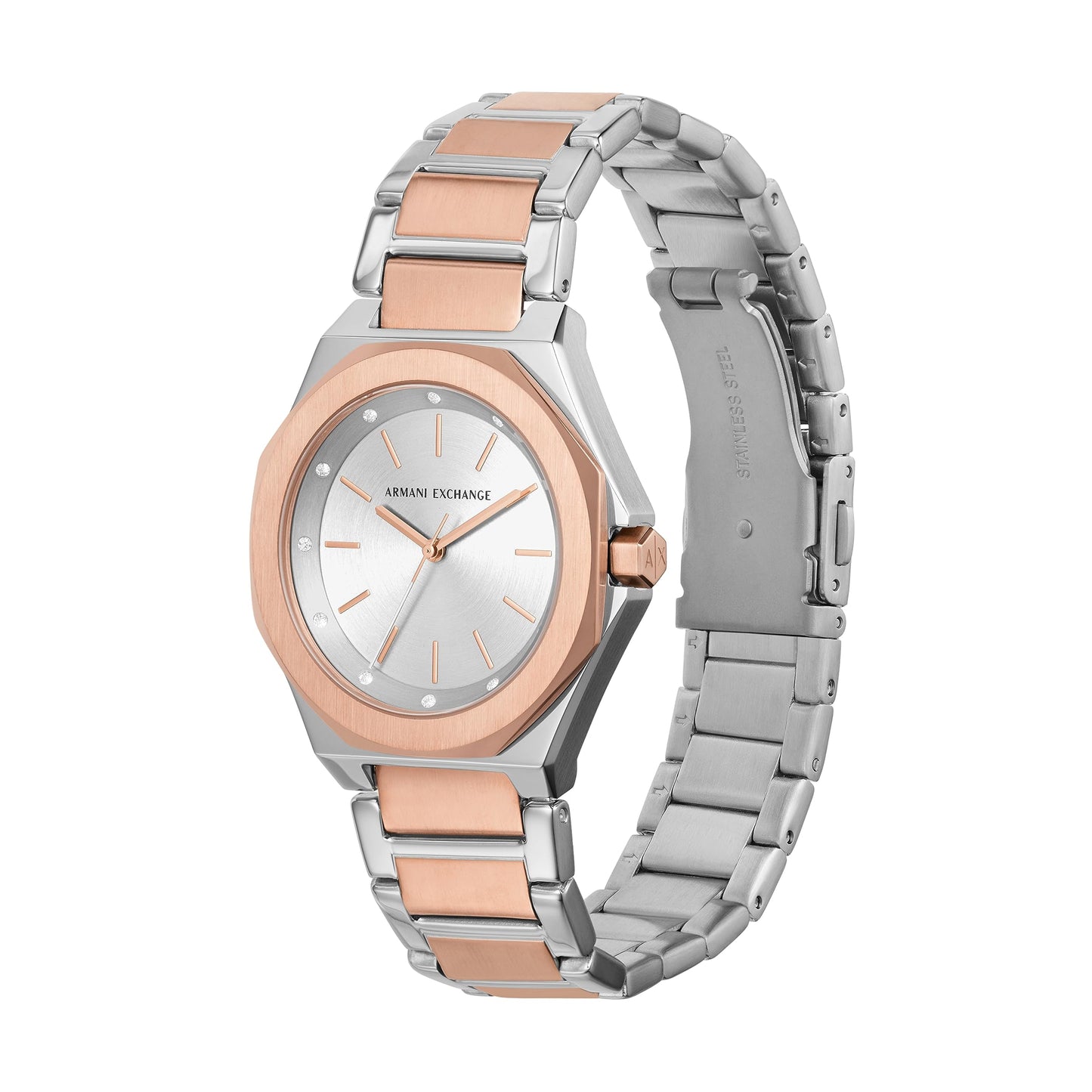Armani Exchange Stainless Steel Analog Silver Dial Women Watch-Ax4607, Multi-Color Band