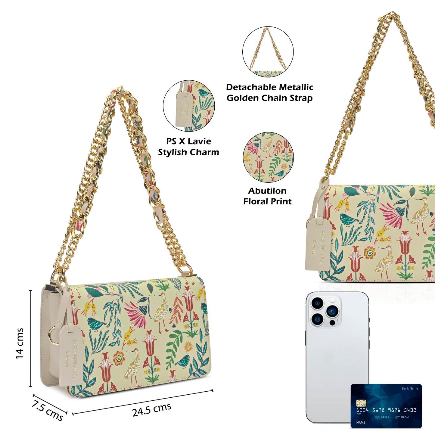 Lavie X Payal Singhal Limited Edition Saras Medium Flap Sling Bag | Ladies Purse Handbag