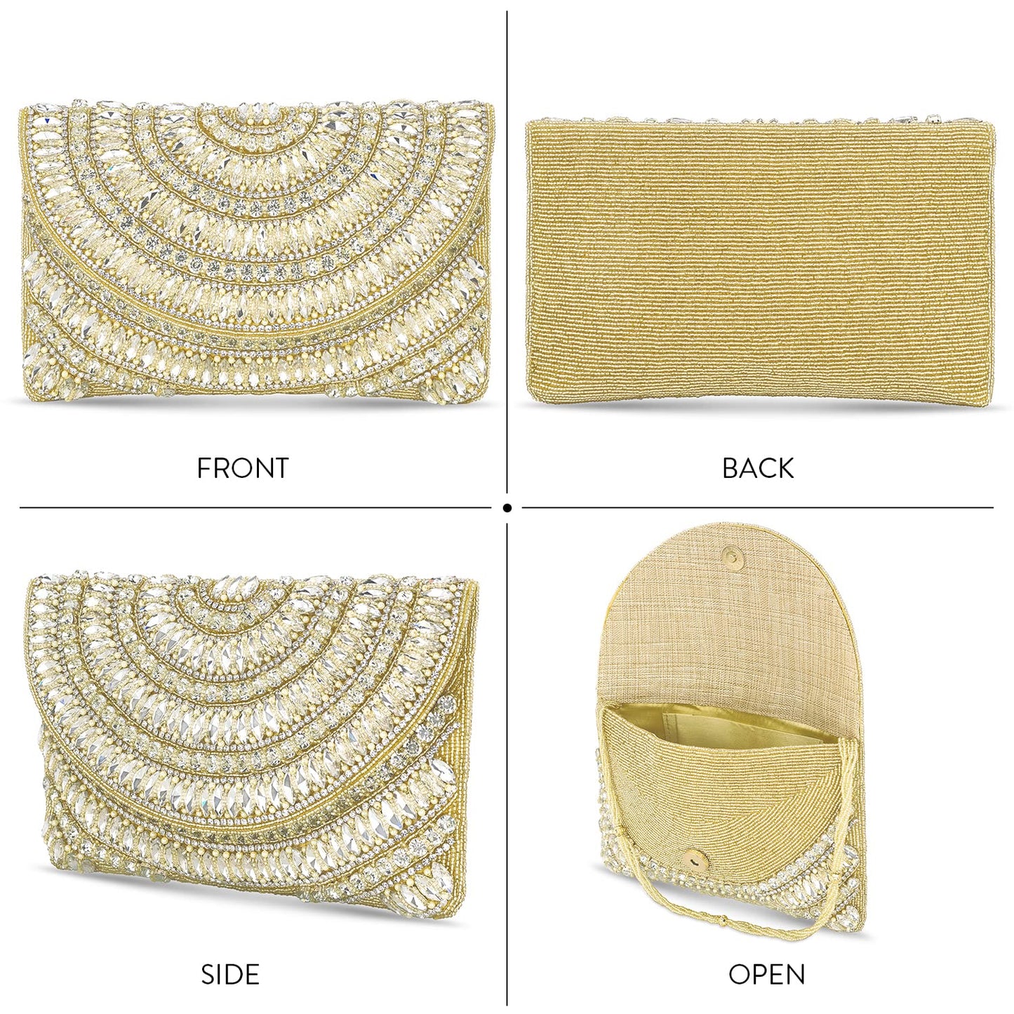 Peora Clutch Purses for Women Wedding Handmade Evening Handbags Party Bridal Clutch (C96G)