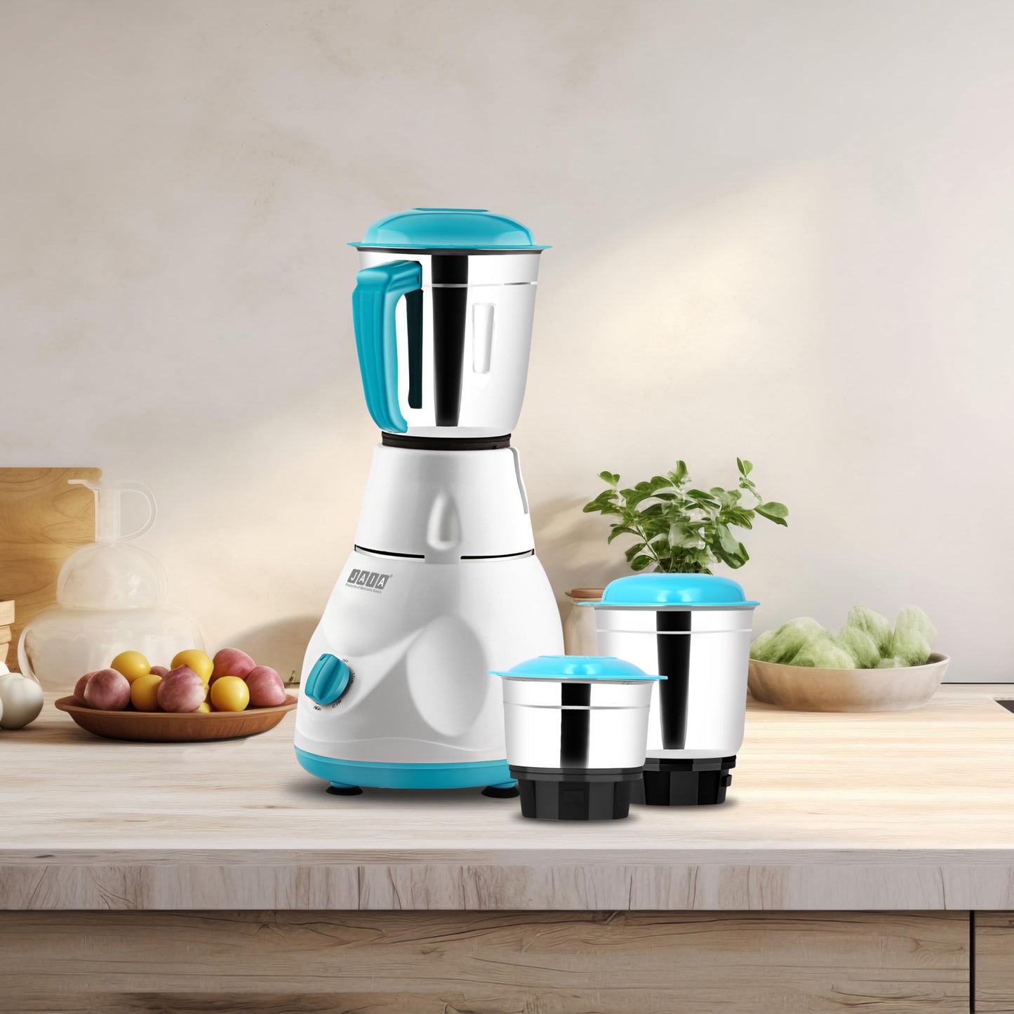 Jaia Fusion Mixer Grinder 550-Watt Mixer Grinder with 3 Jars Liquidizing Wet Grinding and Chutney Jar Stainless Steel blades 1 Year Warranty (Color- CDGreen)