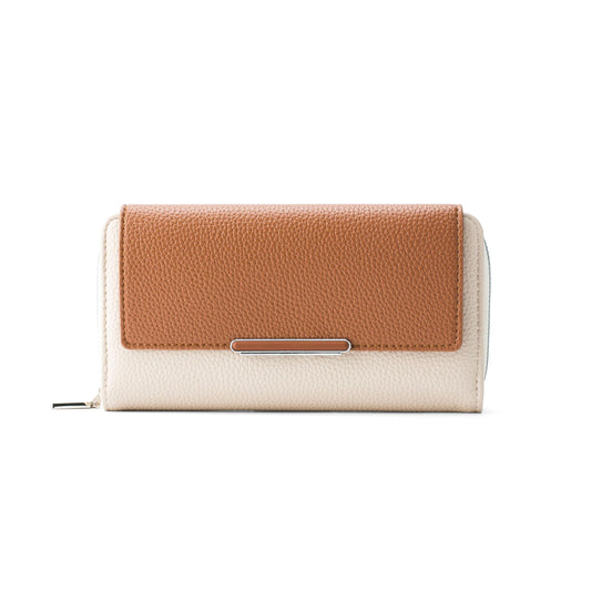 Lino Perros Womens Faux Leather Avril Dual Tone Daily Tan Wallet