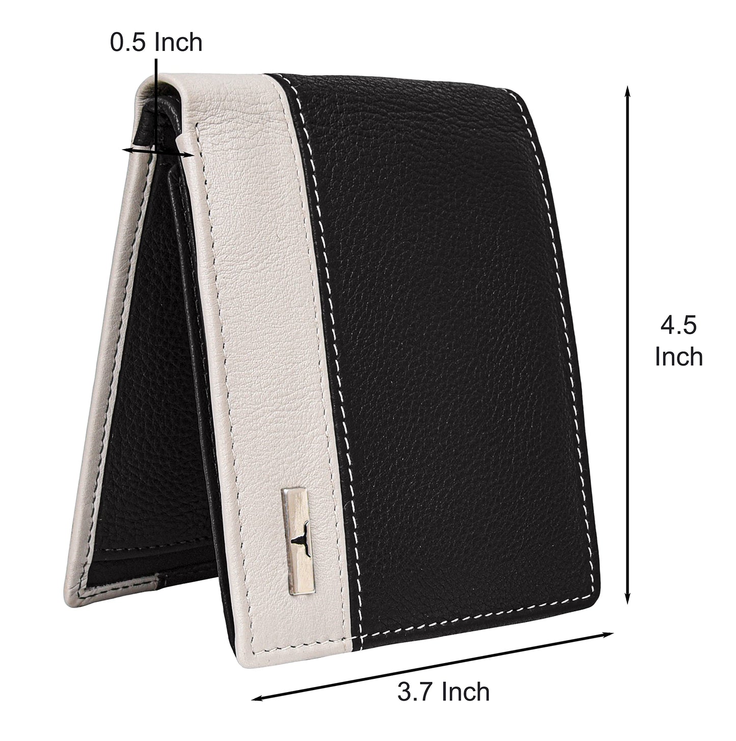 URBAN FOREST Saul Nappa Black/Sand Leather Wallet, Black Pen & Keychain Combo Gift Set for Men