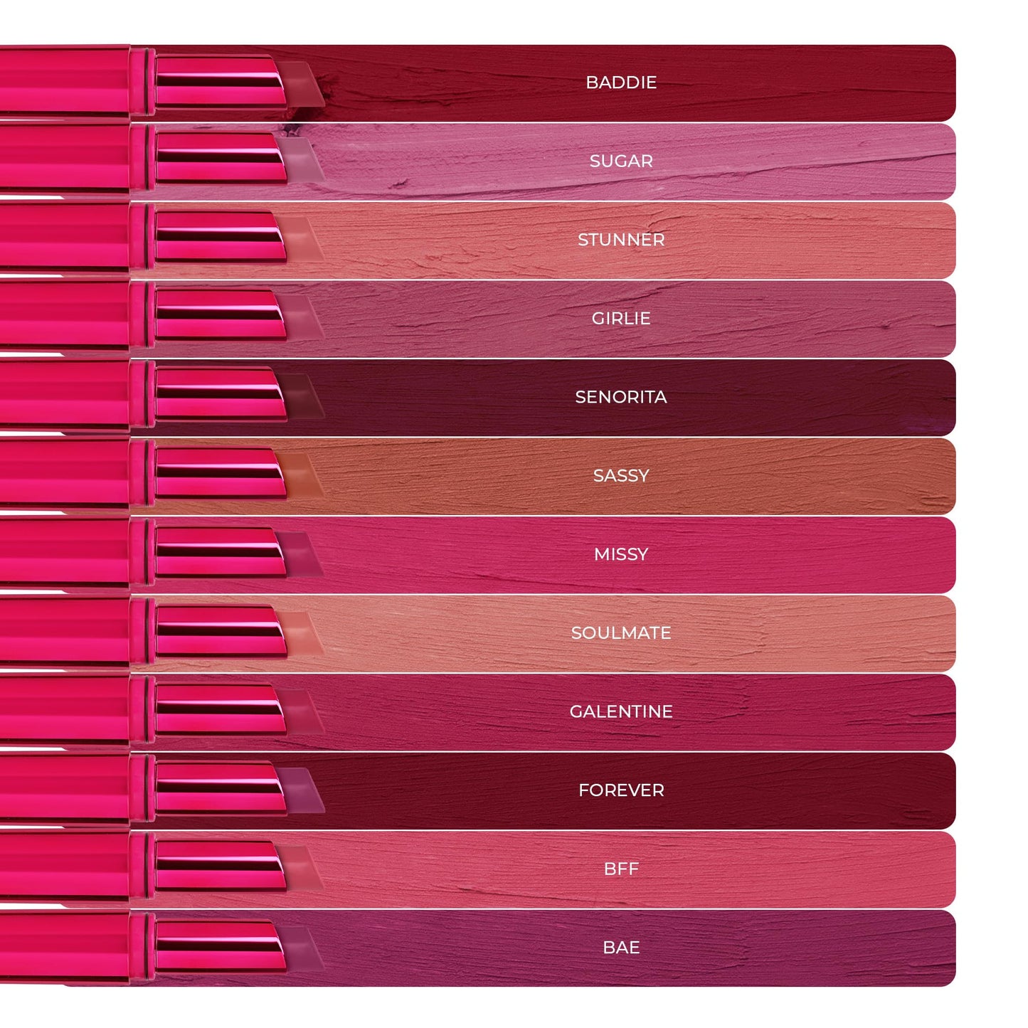 Parul Garg Beauty Bestie – No-Transfer Lipsticks | Bold Matte & Long-Lasting | Hydrating with Hyaluronic Acid, Vitamin E & SPF 15 | Vegan, Cruelty-Free (Ultimate Collection, Pack of 12)