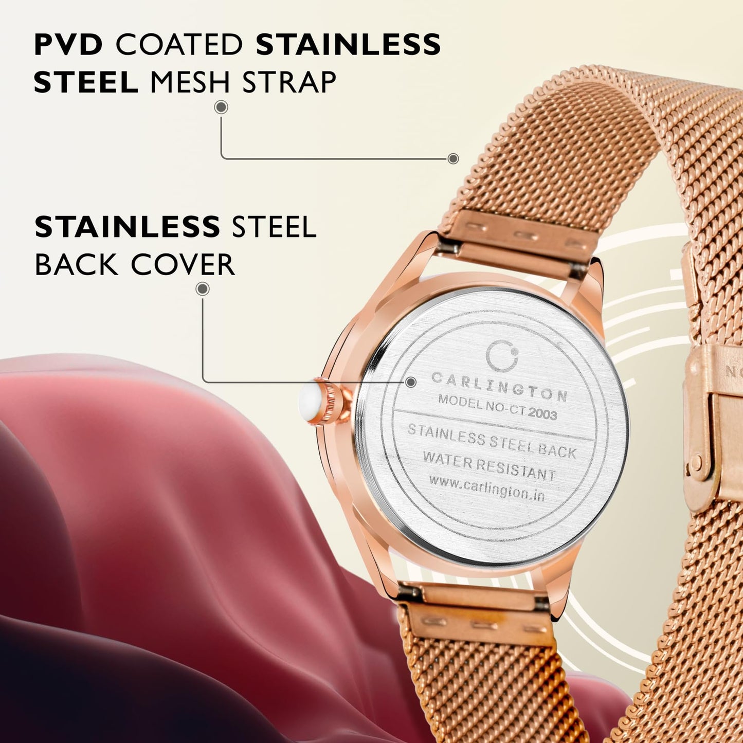 Carlington Metal Women Analog Dial Watch (Multicolour), Gold Band