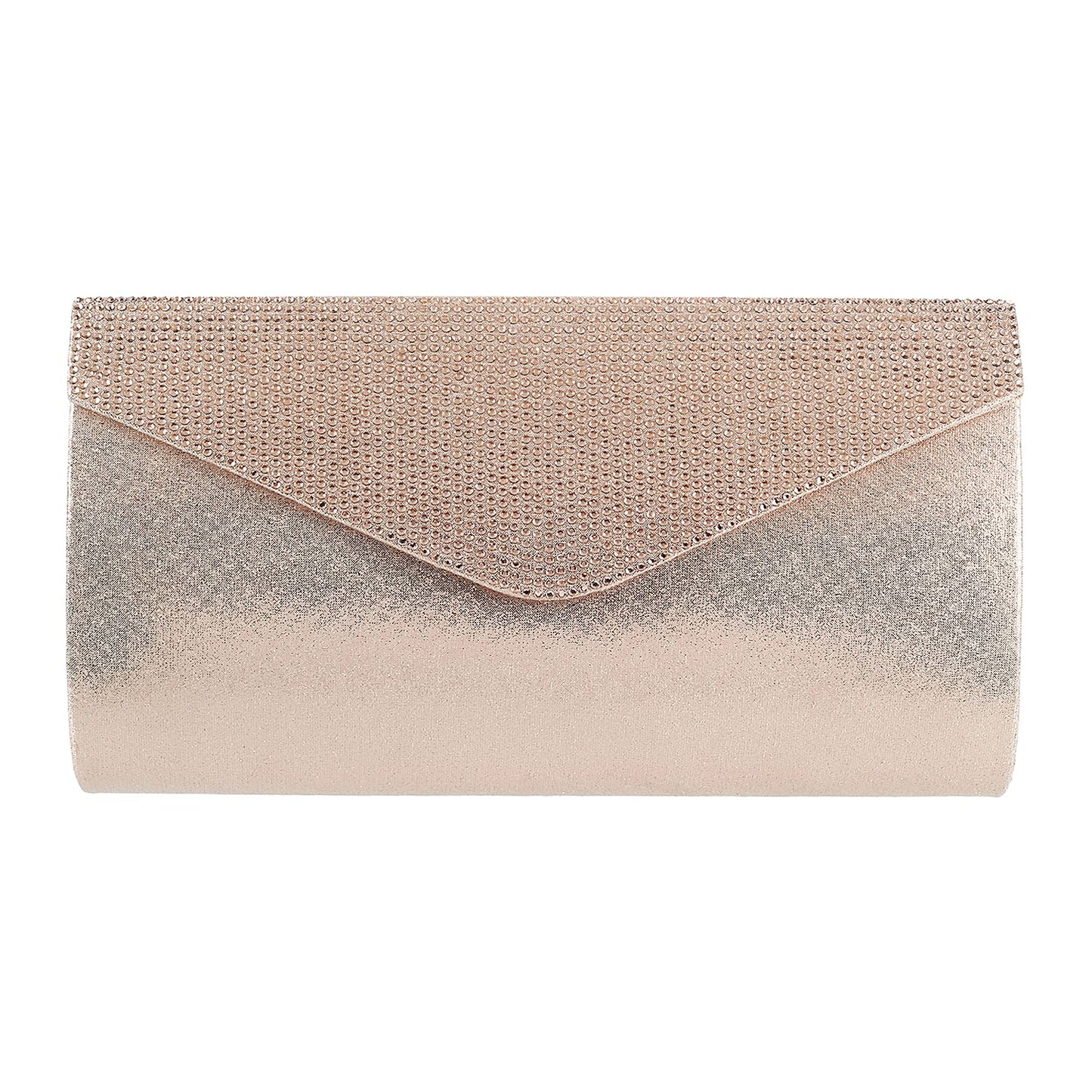 Mochi Rose Gold Faux Leather Secure Magnet Snap Party Clutch For Women