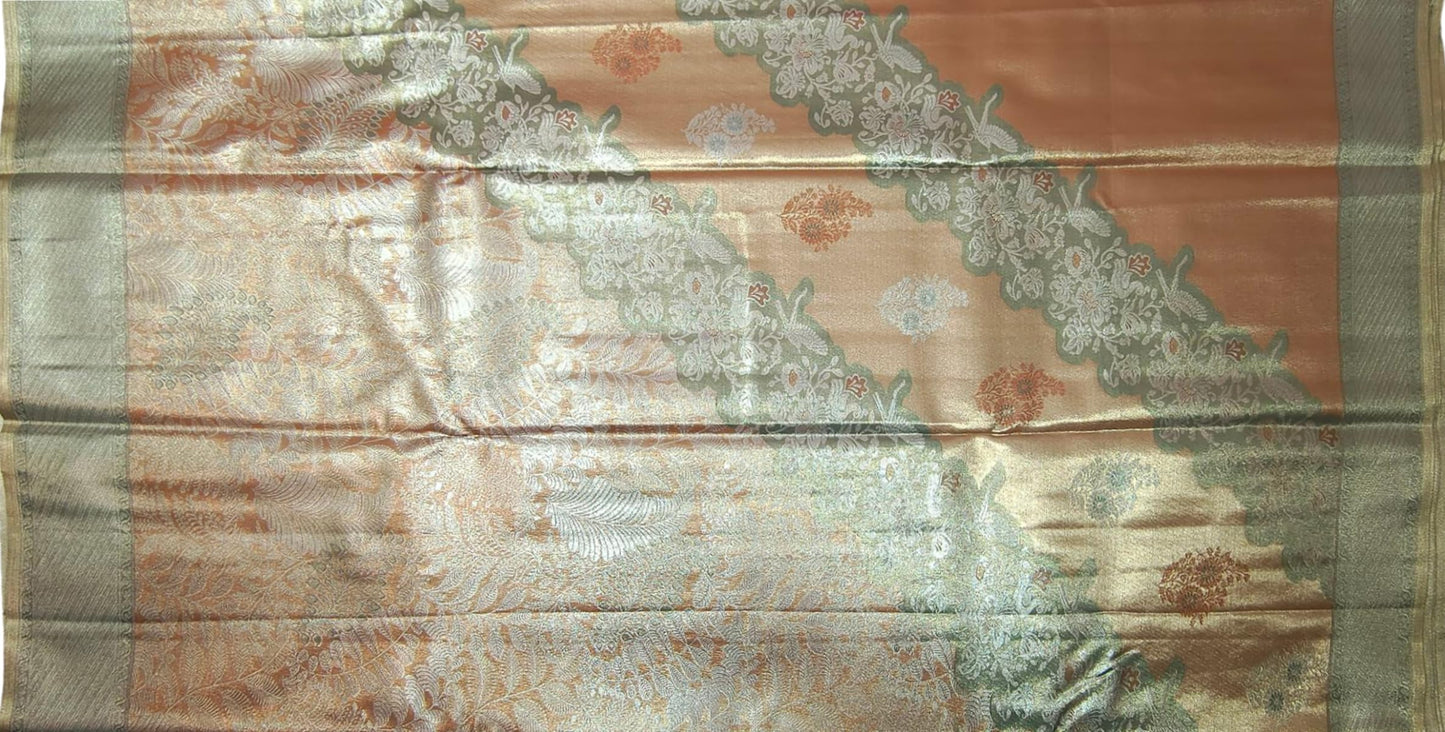 VFCollections Women's Kanchipuram Silk Pure Pattu Sarees With Blouse (VFC629-2)