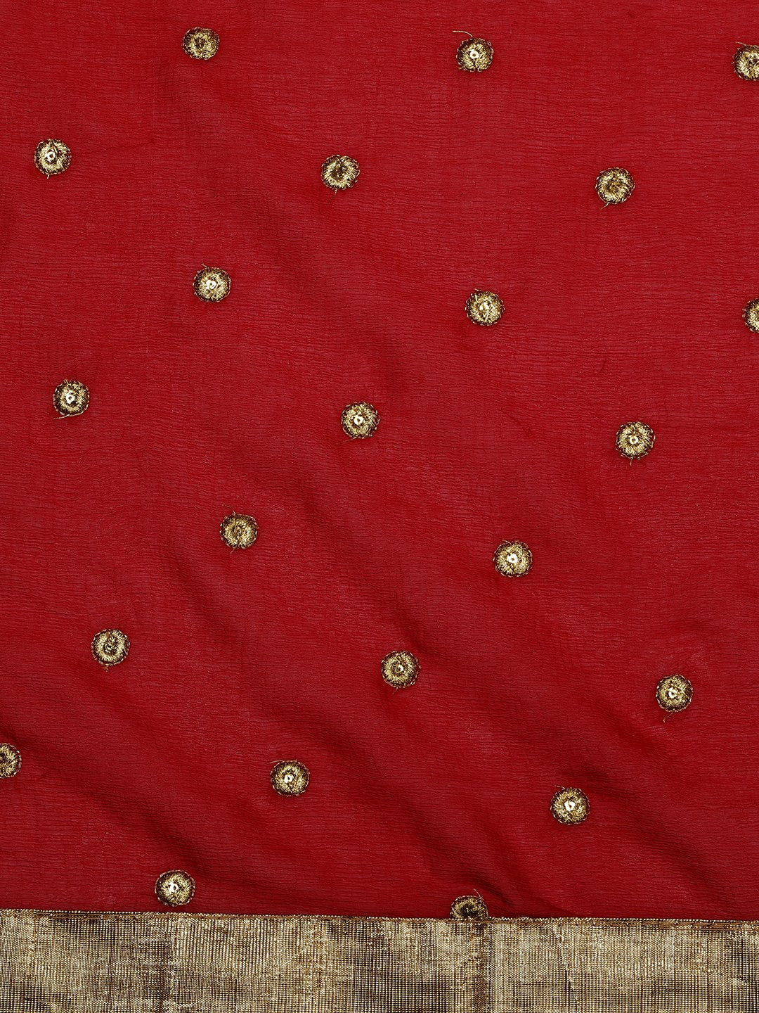 DUPATTA BAZAAR Red Embroidered Chiffon Dupatta/Dulhan Dupatta.