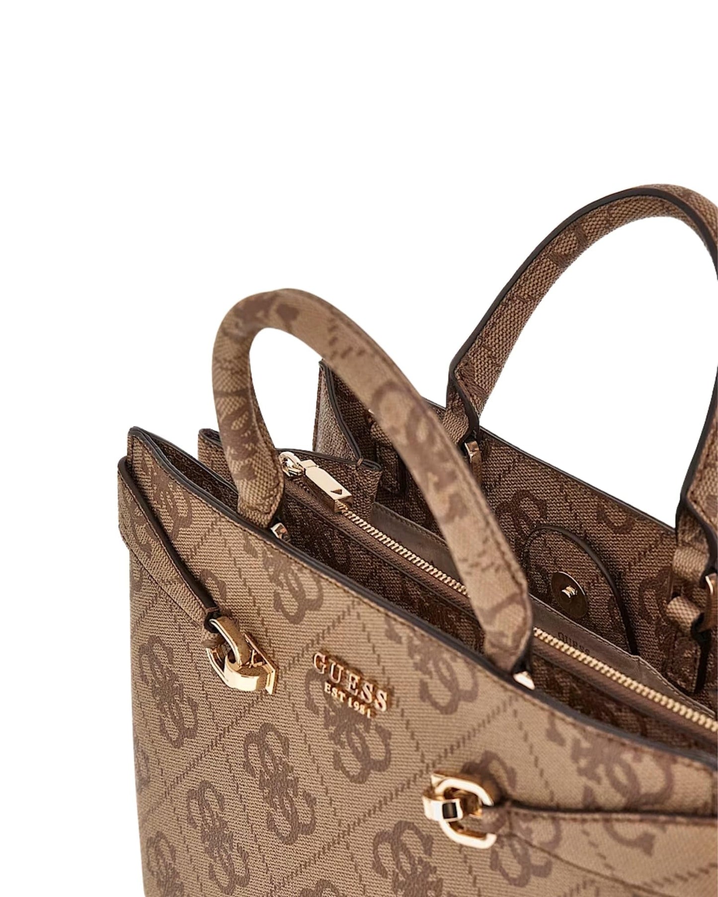 GUESS Latte Logo Printed Lorelei Girlfriend Satchel Bag