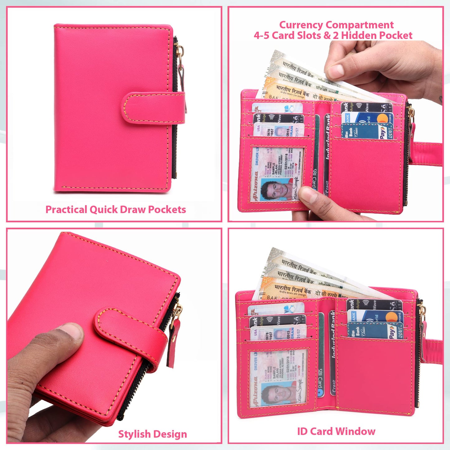 TnW Small Women's Wallet -PU Leather Multi Wallets | Credit Card Holder | Coin Purse Zipper -Small Secure Card Case/Gift Wallet for Women and Girls