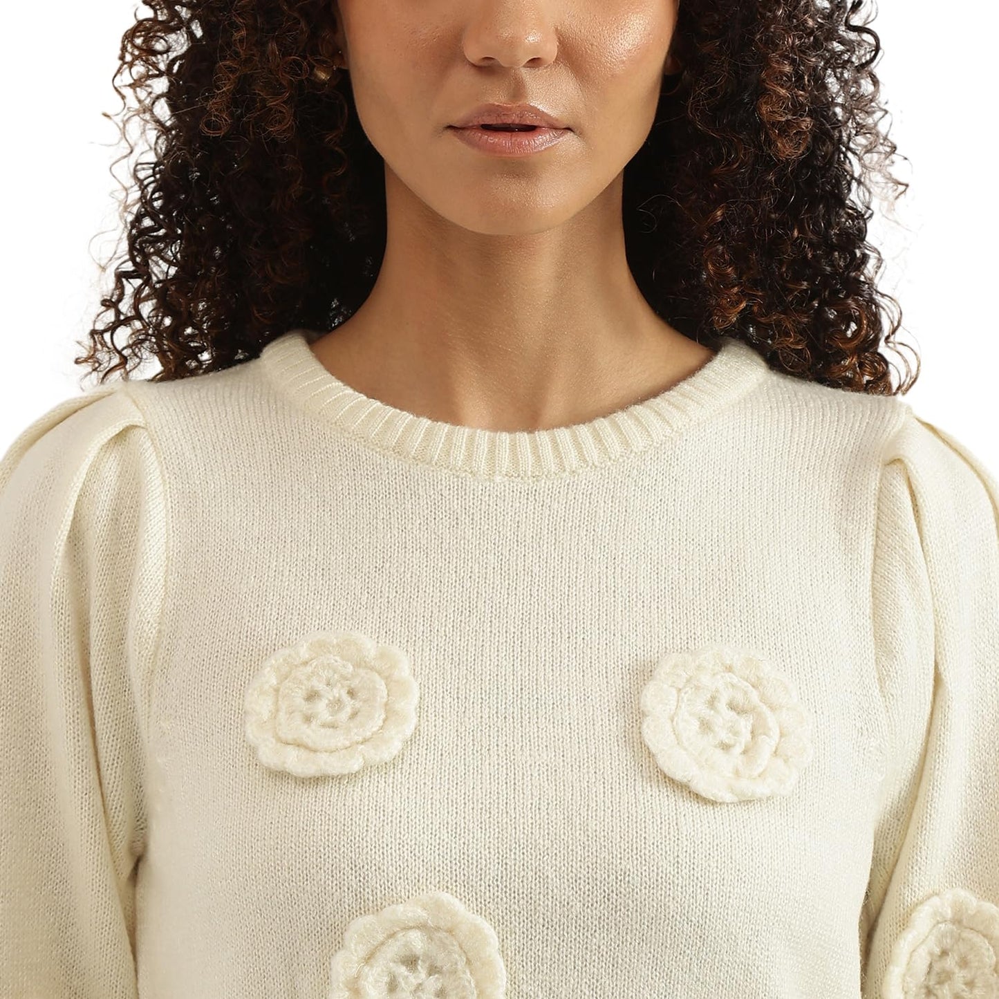 UNITED COLORS OF BENETTON Round Neck Applique Sweater