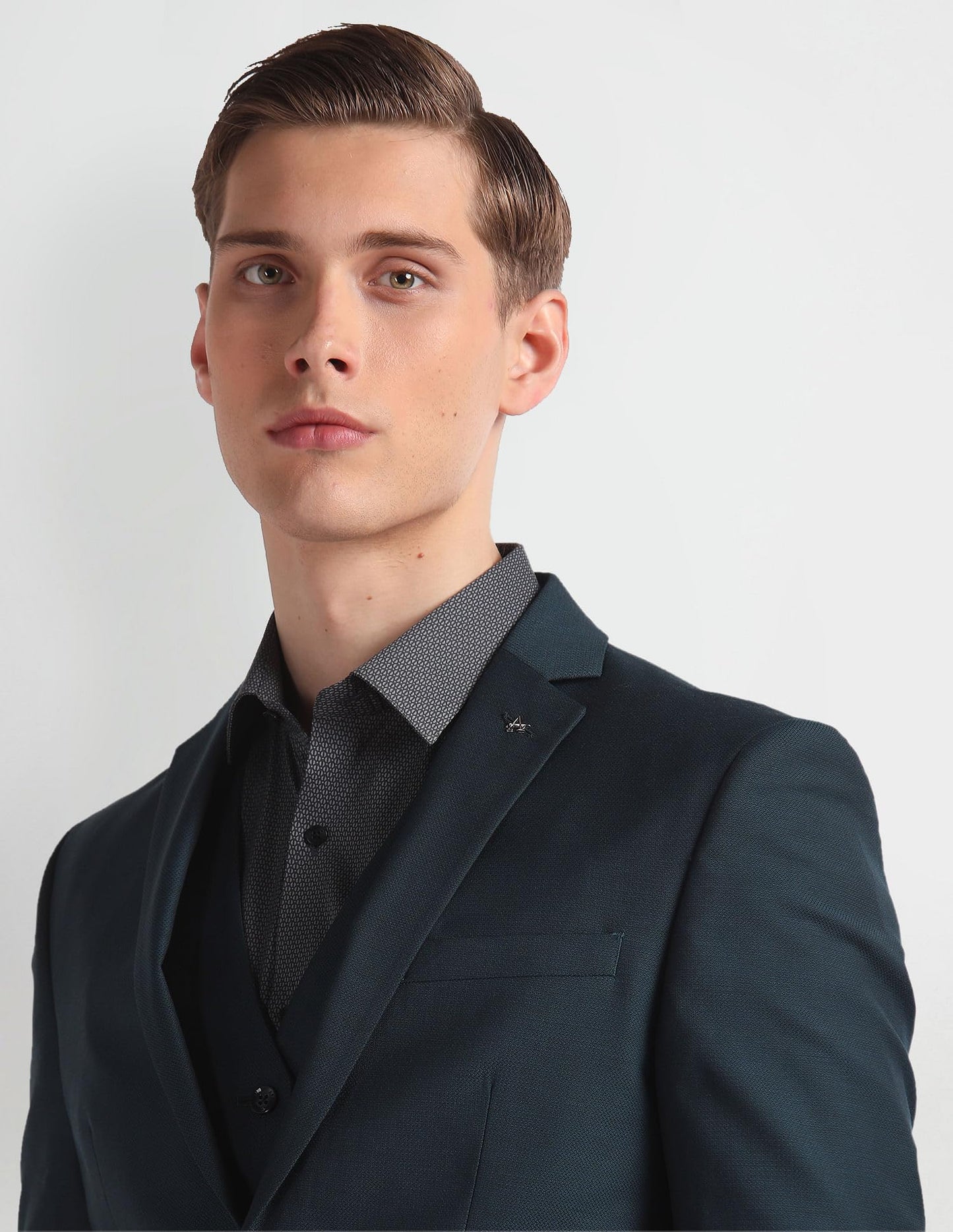 Arrow Men's Polyester Blend Single Breasted Business Suit Pants Set (ARAHSU5521_Teal