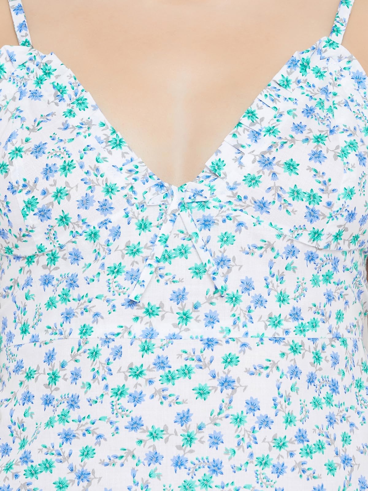 Clovia Women's Cotton Floral Knee Length Night Dress (NS1330P18M_Multicolor_M)