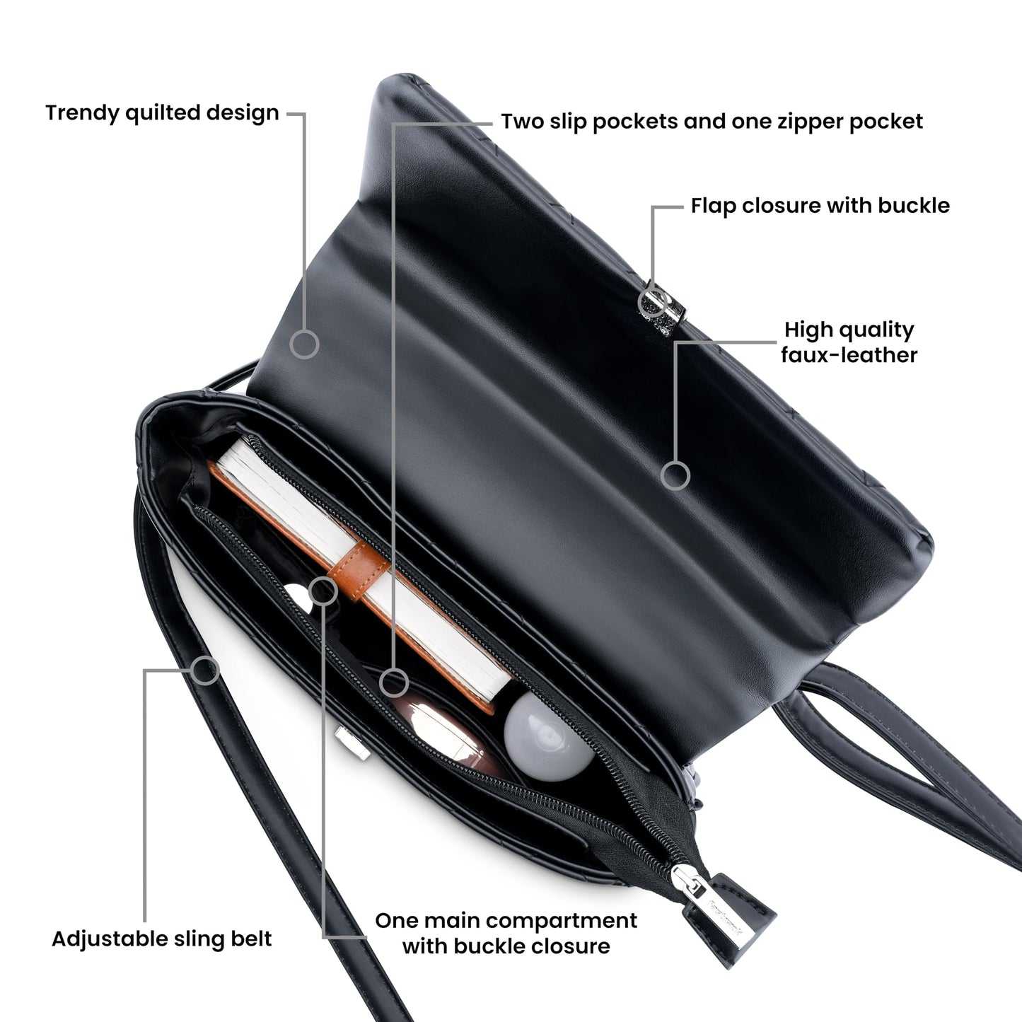 Fastrack Quilted Chic Satchel | Faux-Leather Women's Handbags| Ladies Purse Handbag | Satchel for Casual Carry