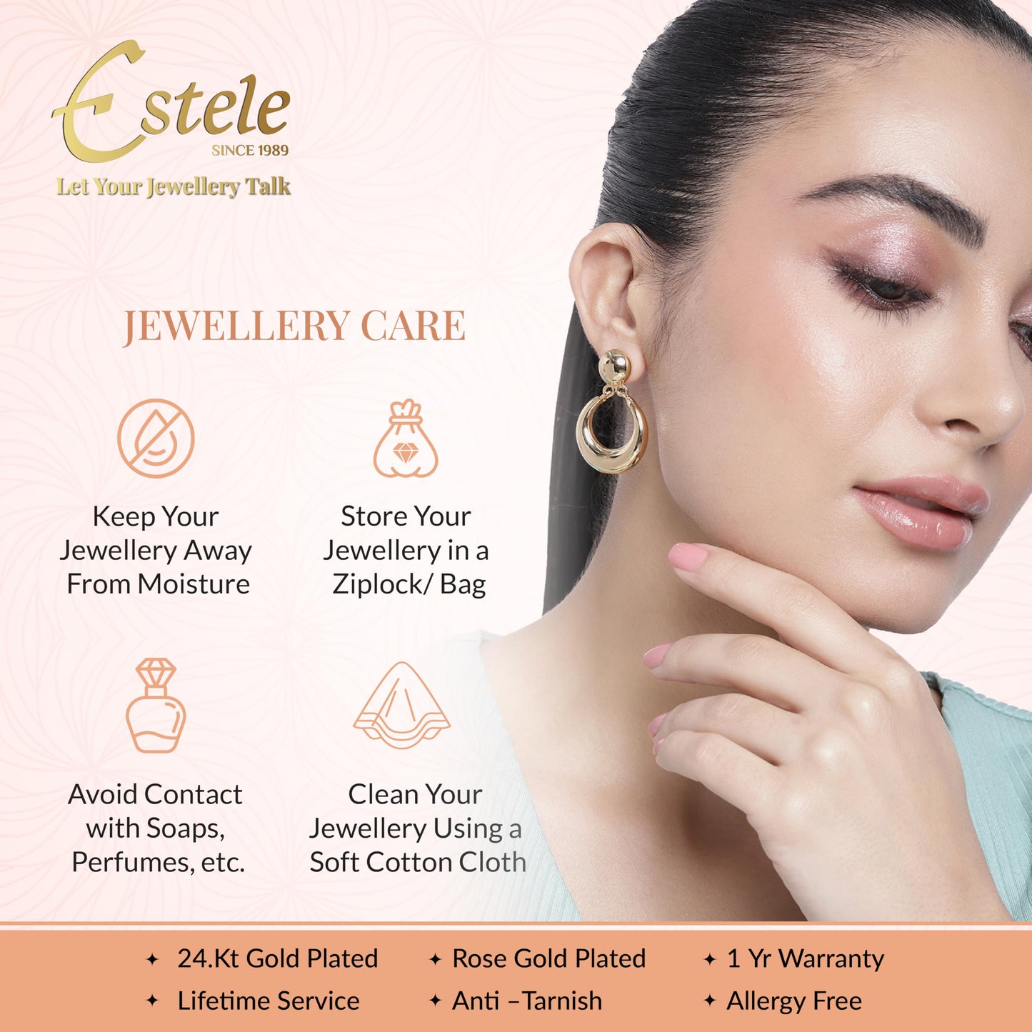 Estele 24Kt Gold Plated Enchanted Hearts Necklace Set for Women